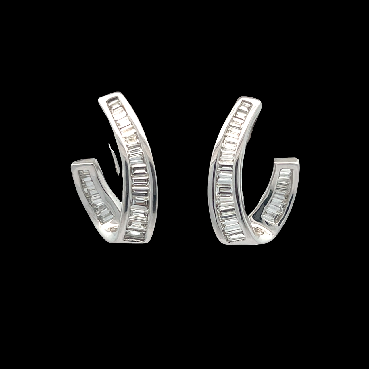 Natural Diamond Curved J-Hoop Earrings