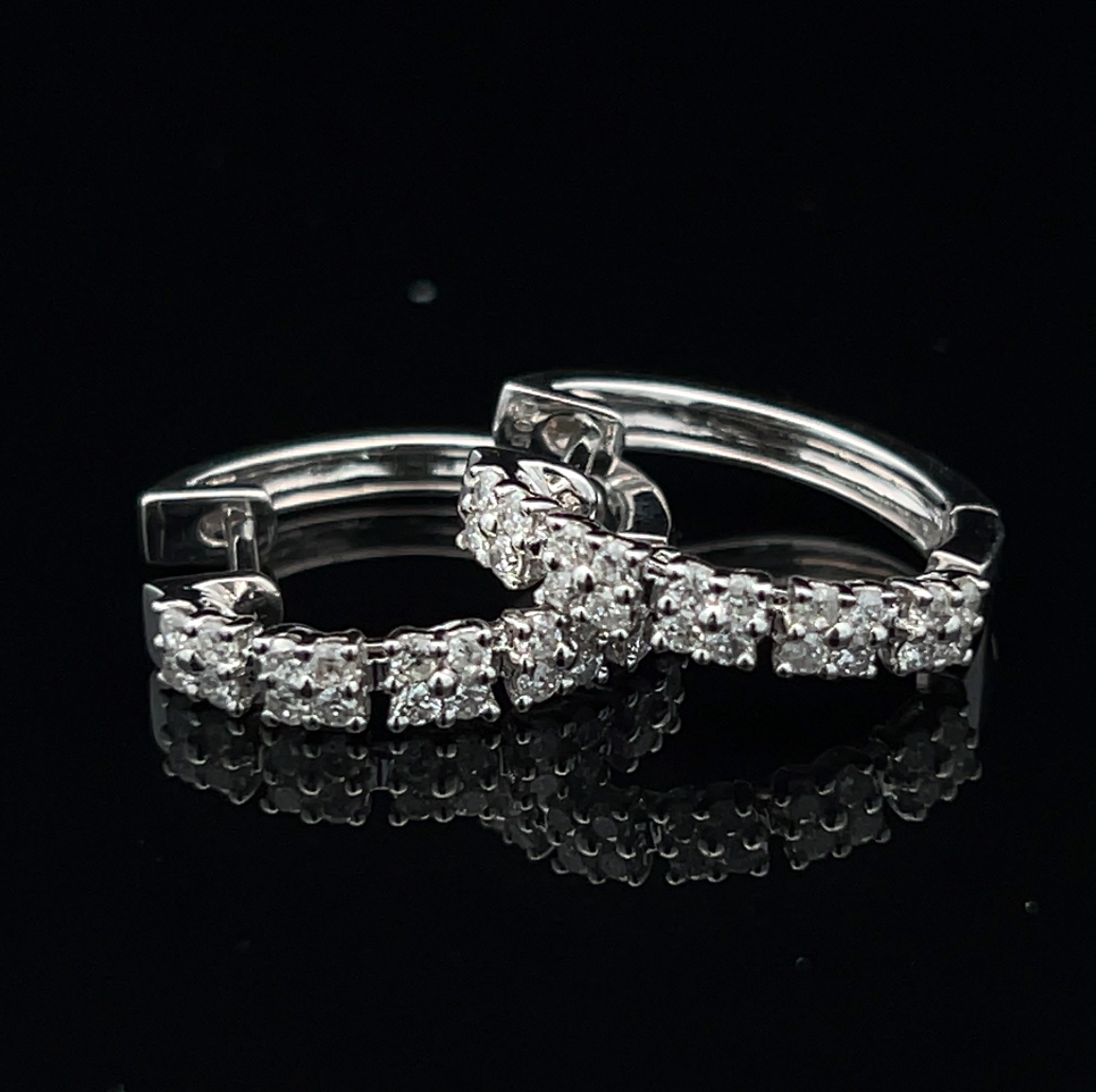 18K Natural Diamond Hoop Earrings