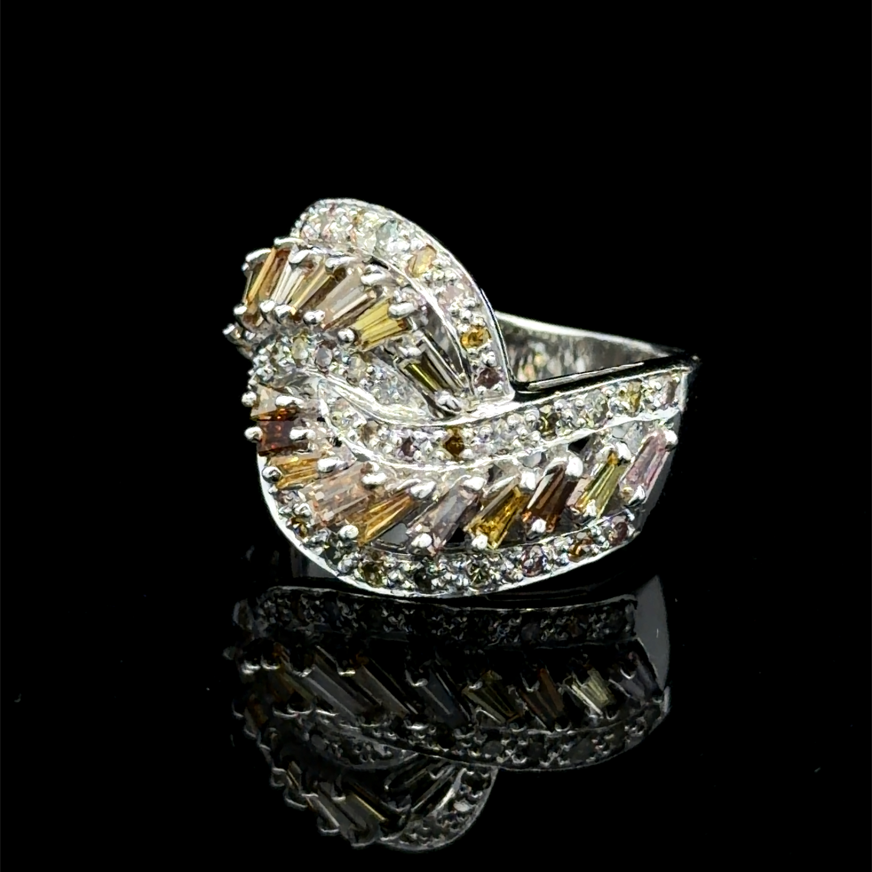 Fancy Multi-Color Natural Diamond Bypass Ring