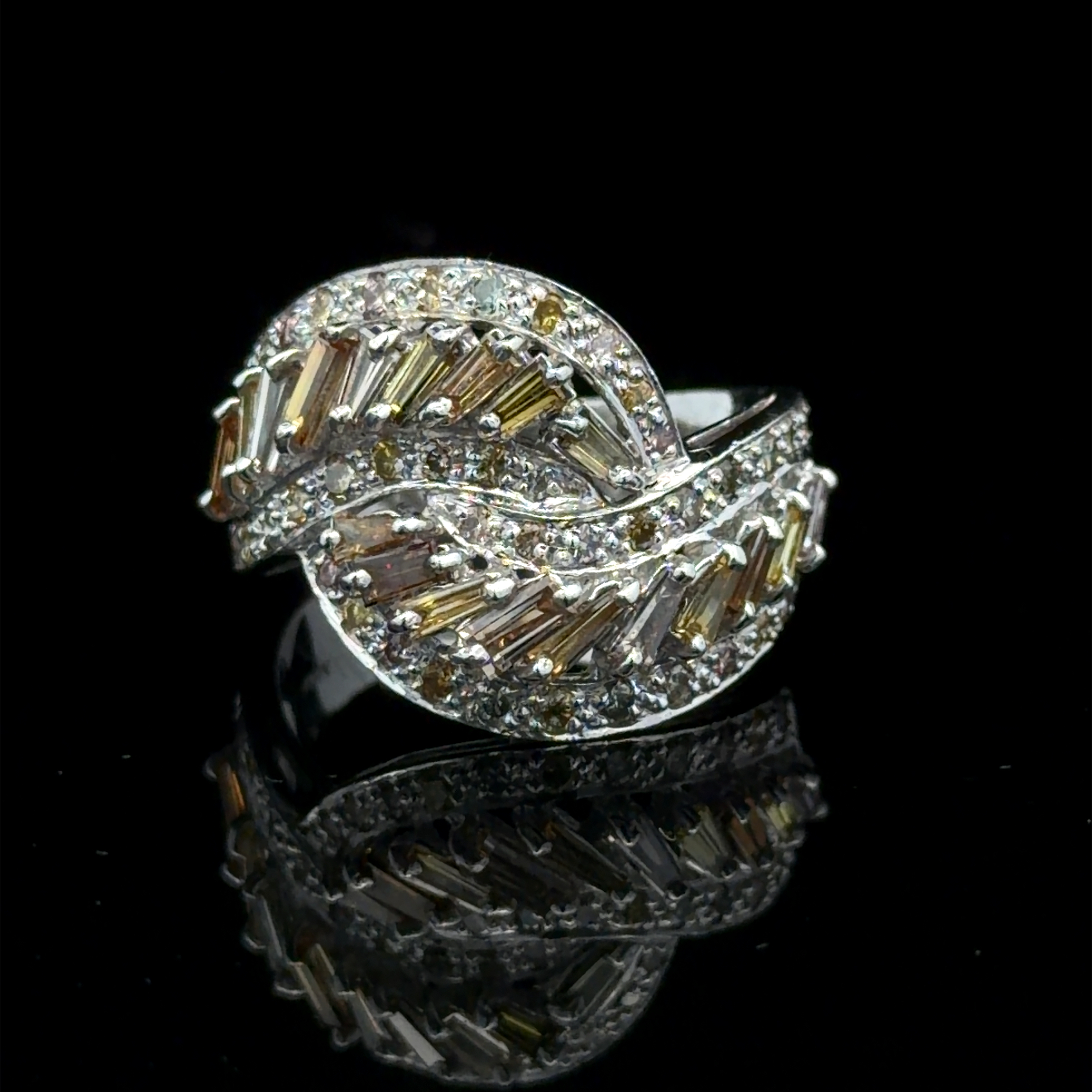 Fancy Multi-Color Natural Diamond Bypass Ring