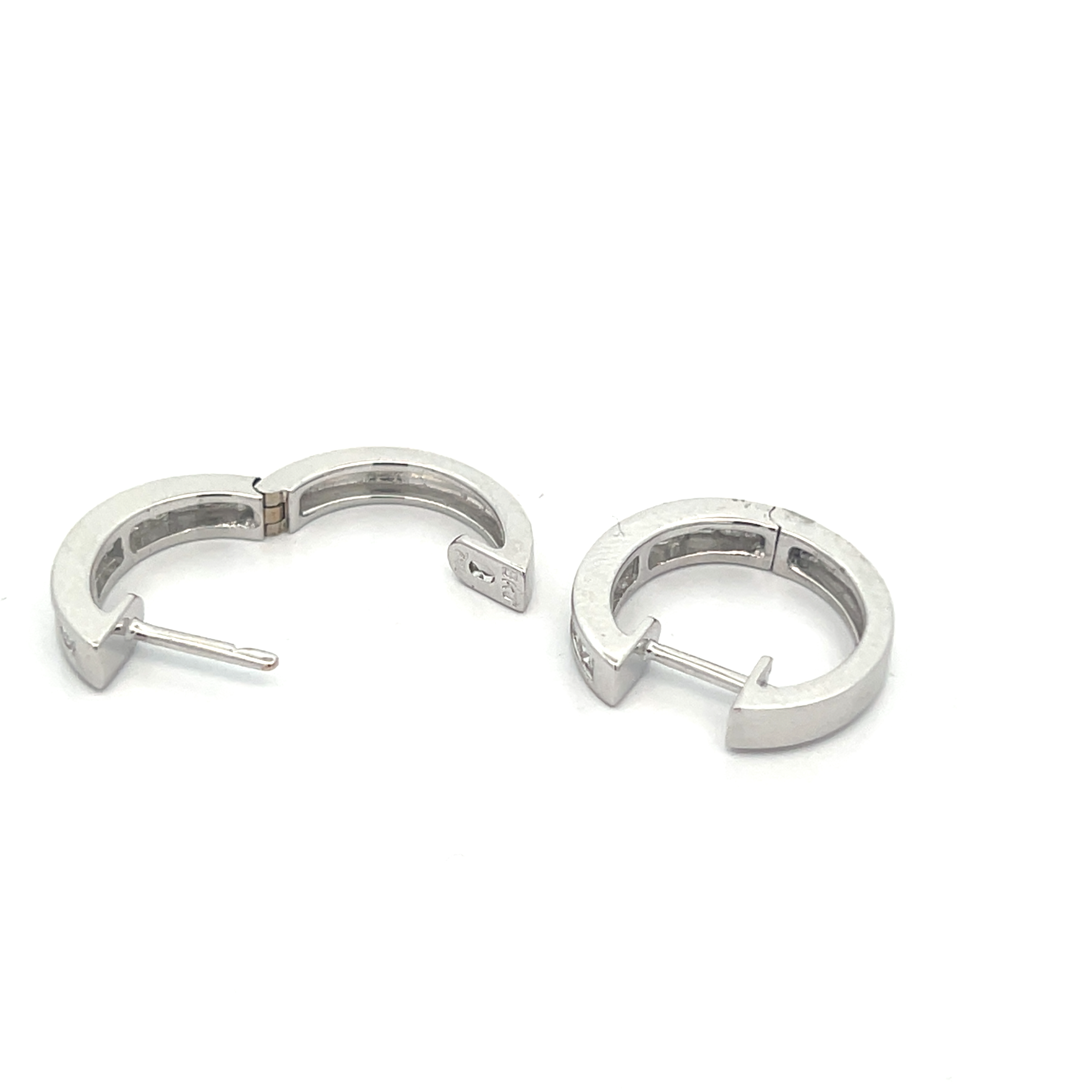 Princess-Cut Natural Diamond Channel Huggie Hoop Earrings