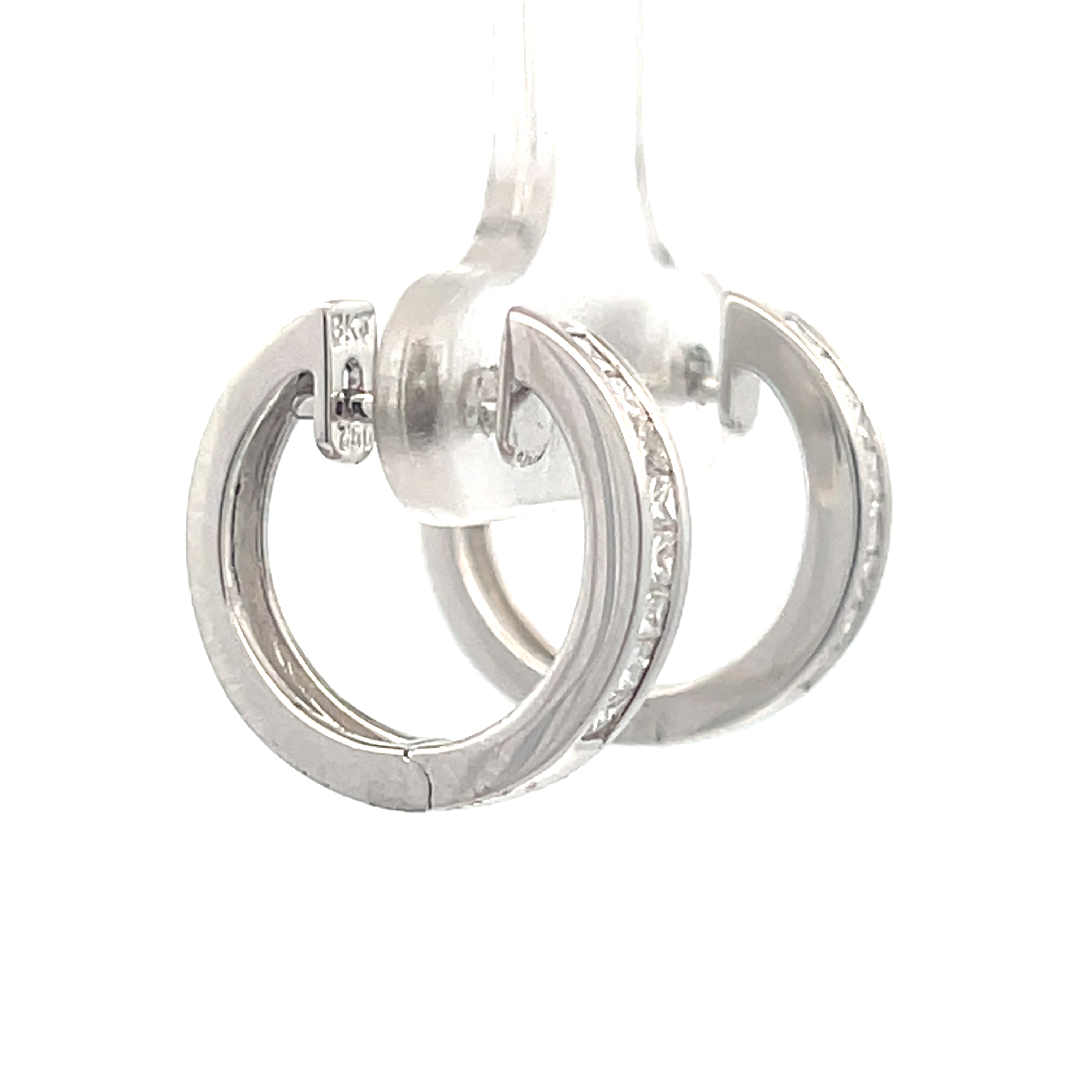 Princess-Cut Natural Diamond Channel Huggie Hoop Earrings