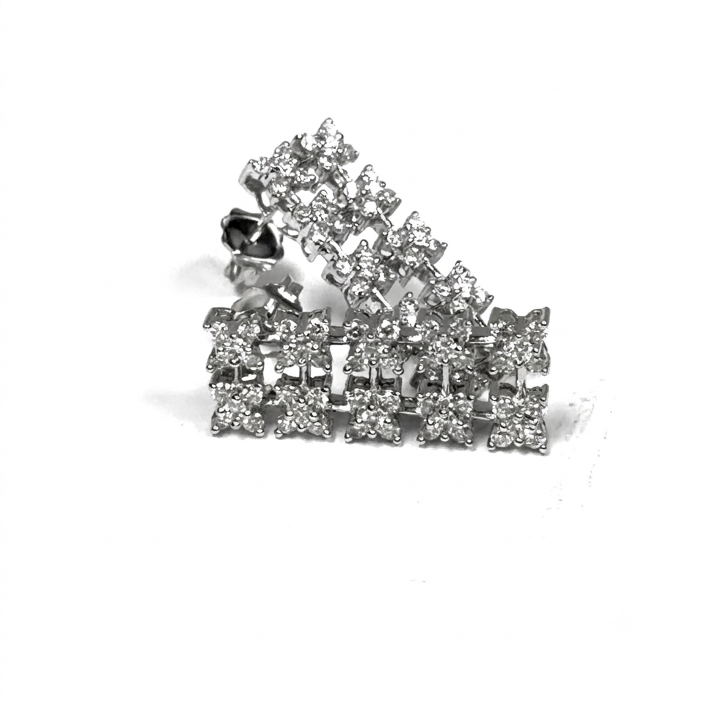 Natural Diamond Cluster Drop Earrings