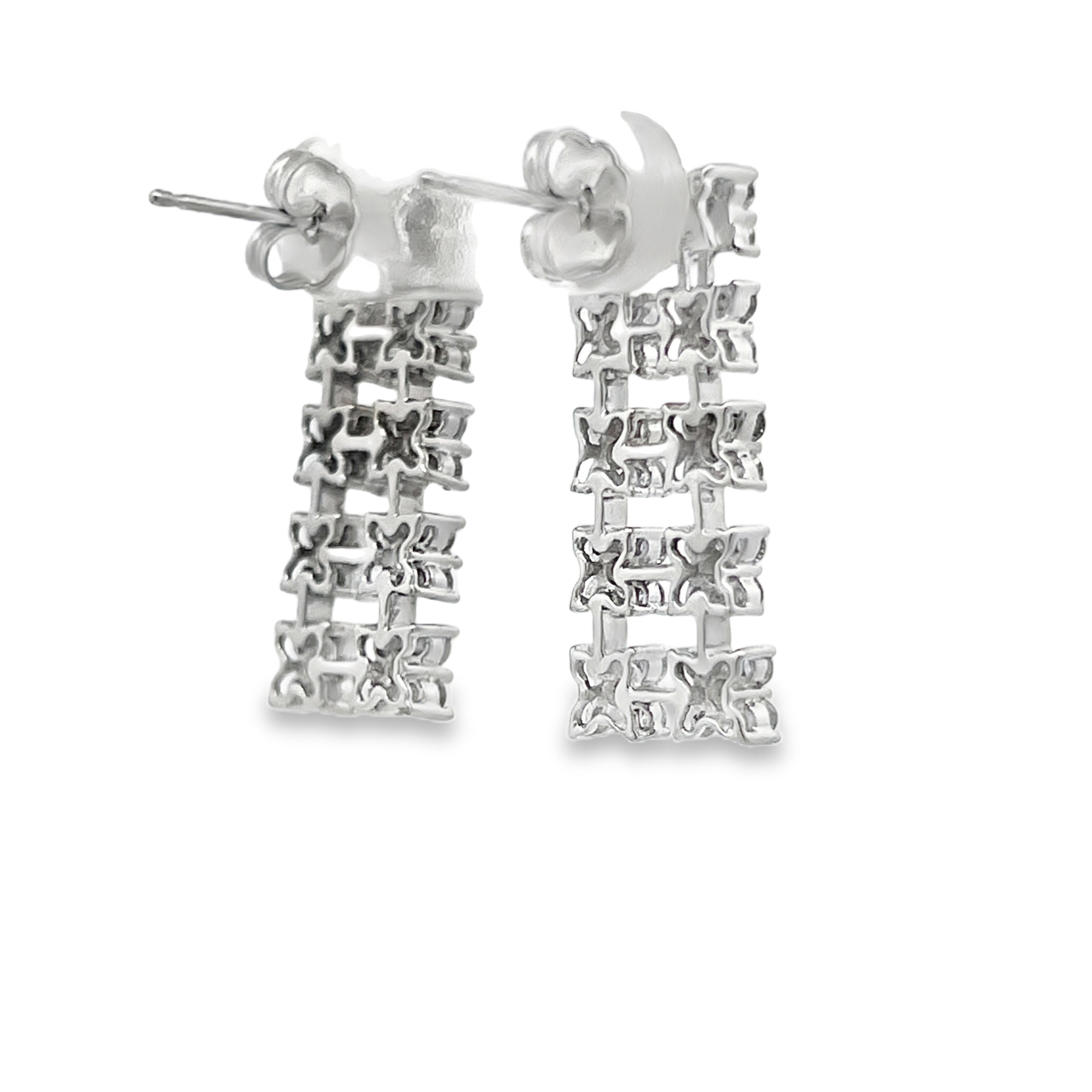 Natural Diamond Cluster Drop Earrings