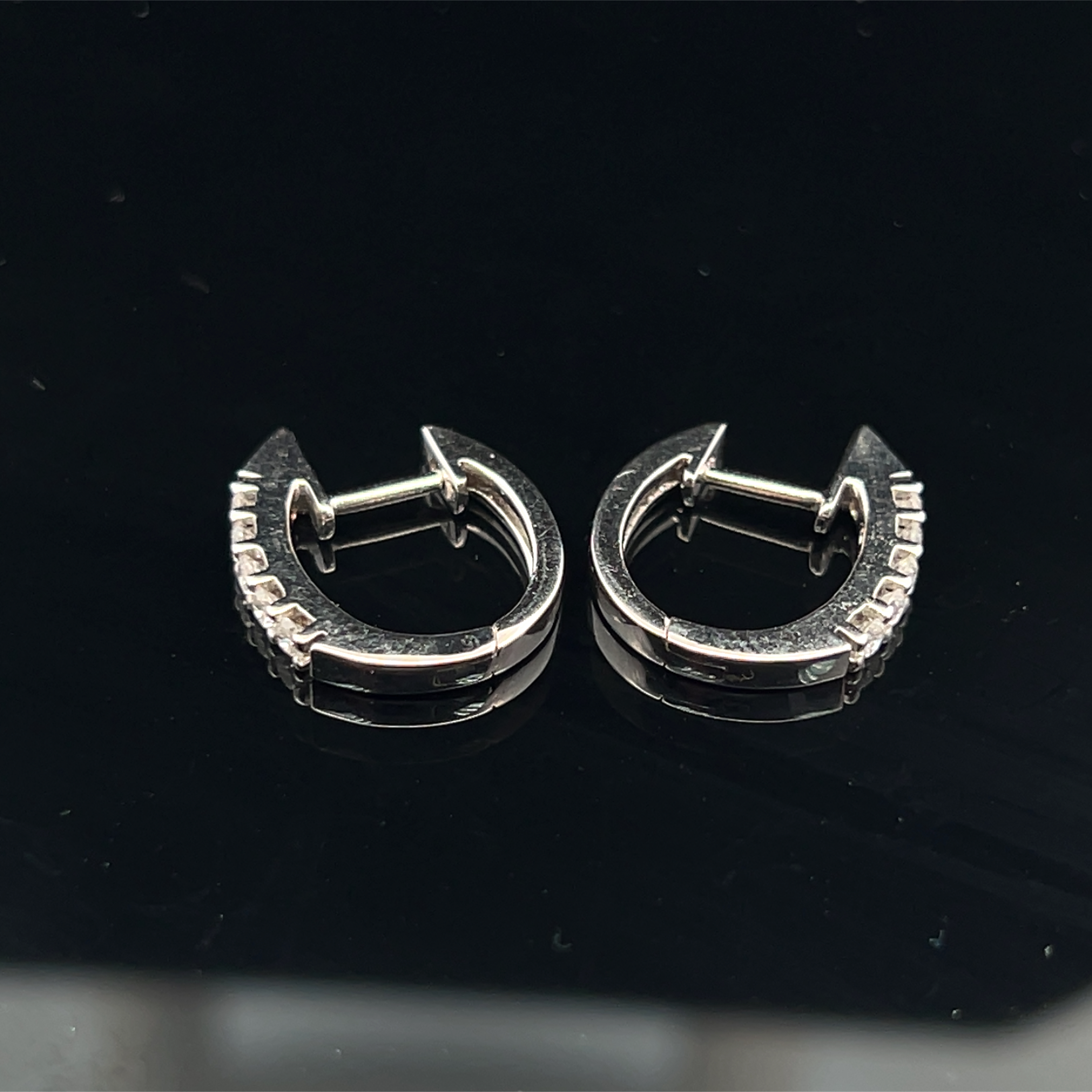 Natural Diamond Huggie Hoop Earrings