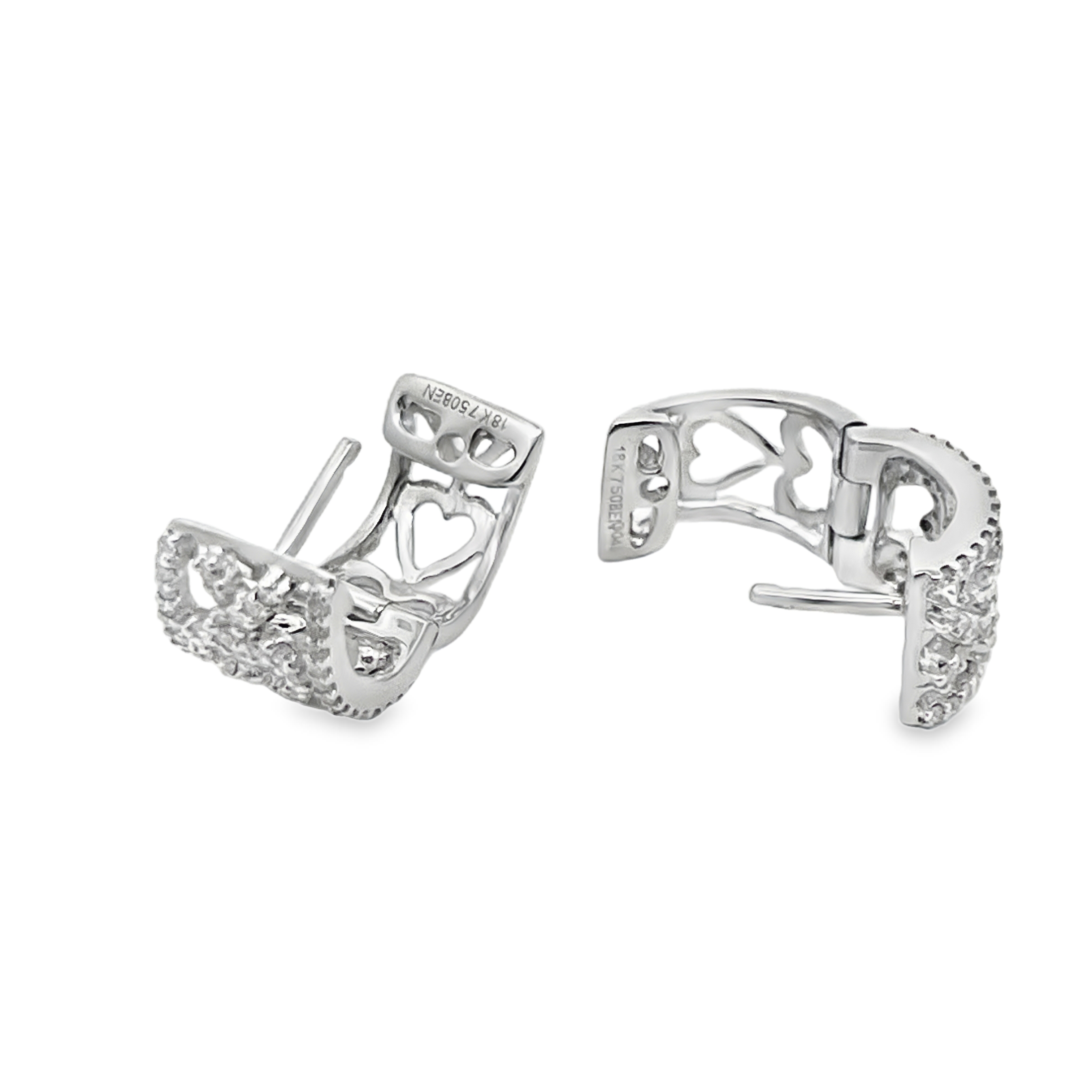 Natural Diamond Heart Cutout Huggie Hoop Earrings