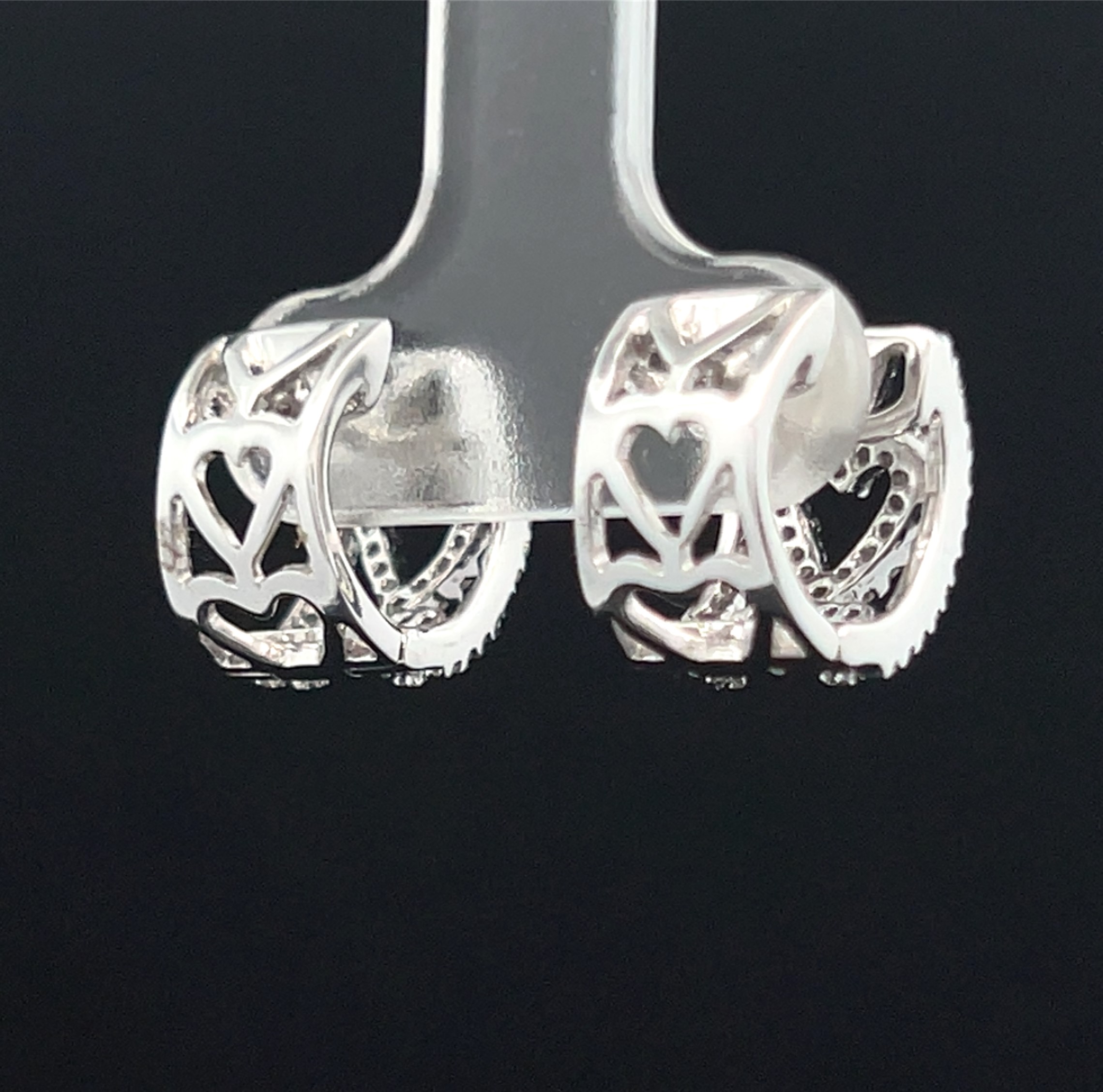 Natural Diamond Heart Cutout Huggie Hoop Earrings