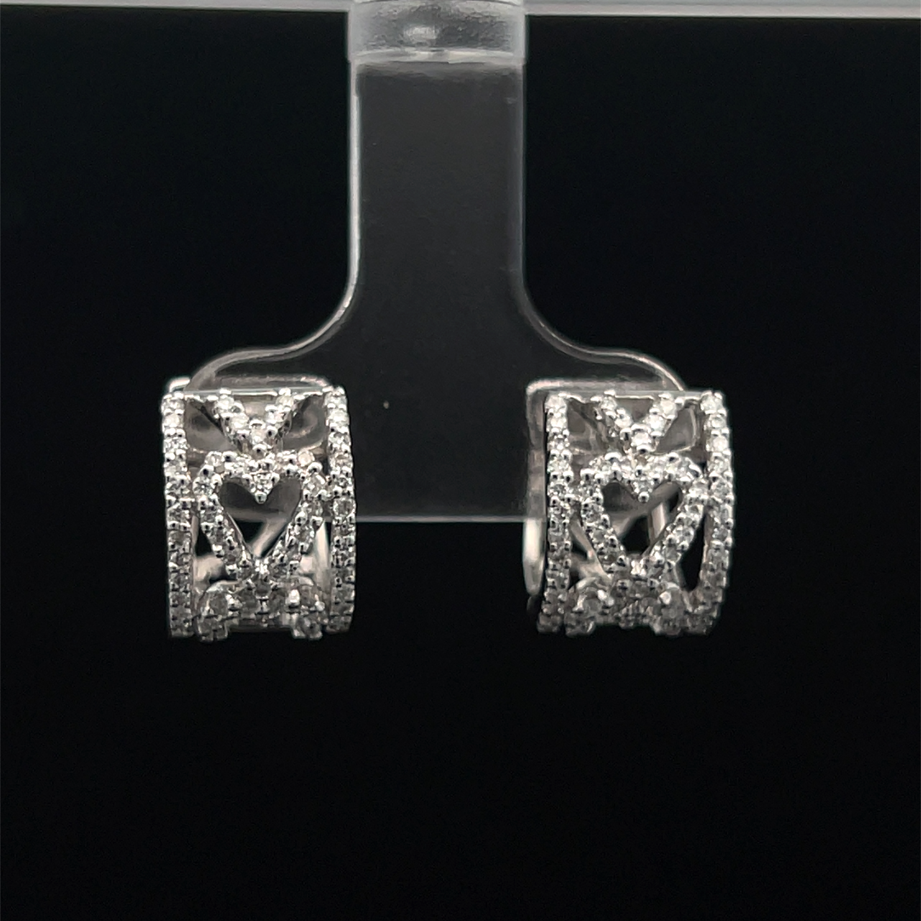 Natural Diamond Heart Cutout Huggie Hoop Earrings