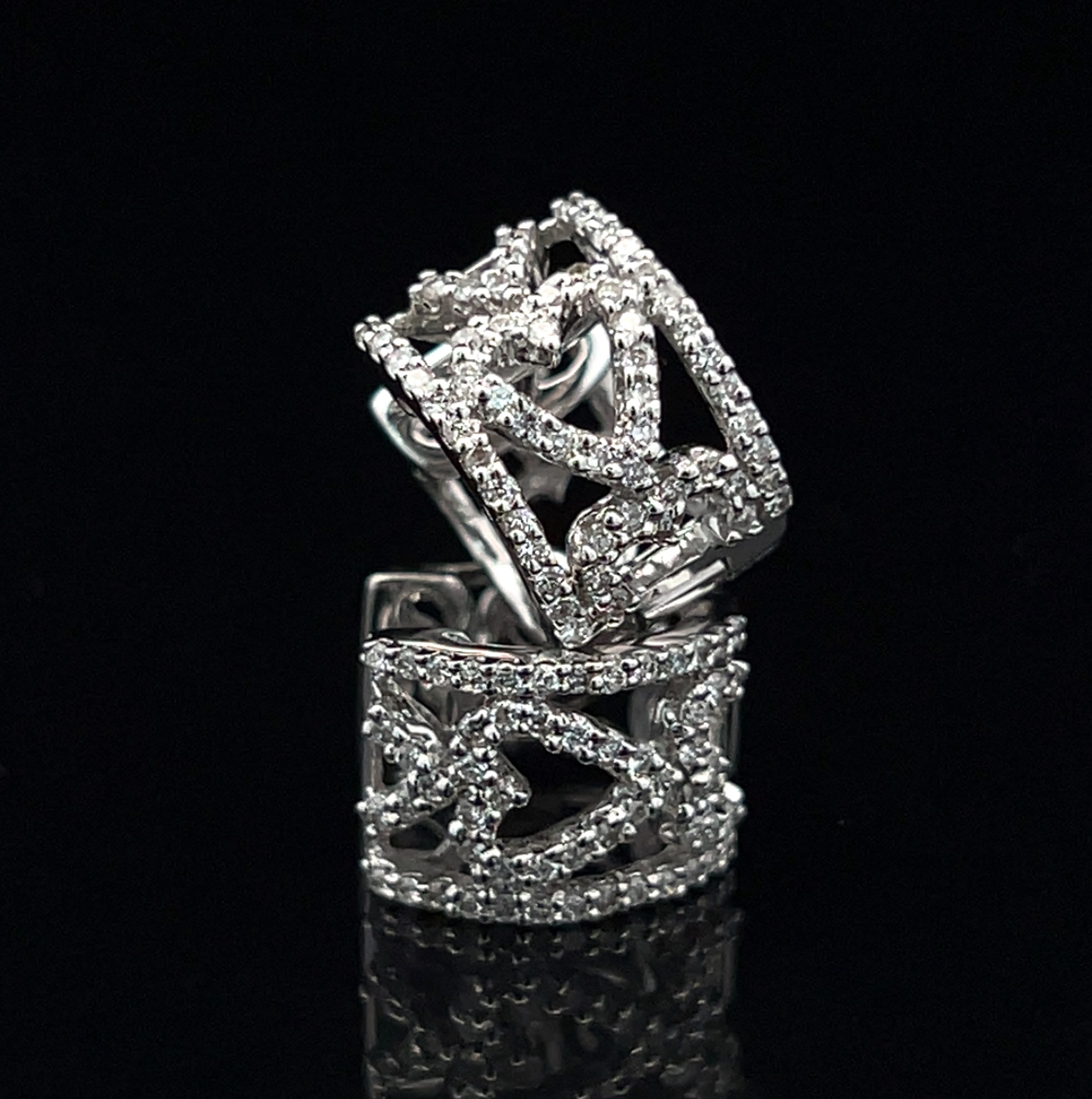 Natural Diamond Heart Cutout Huggie Hoop Earrings