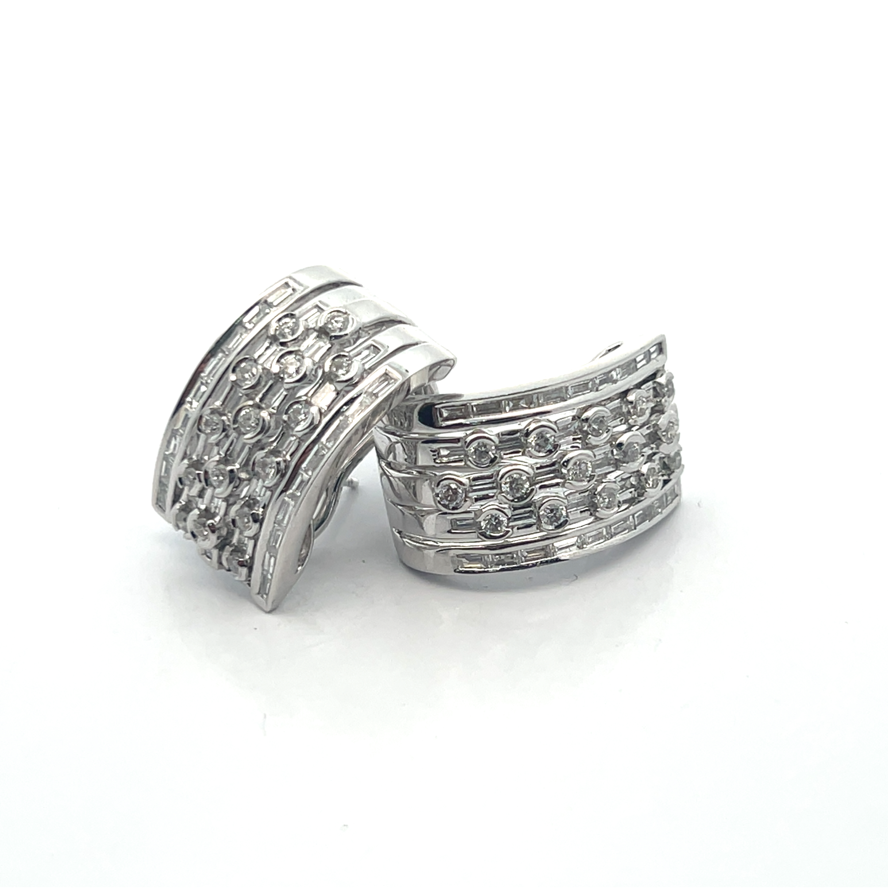 Multi-Row Natural Diamond J-Hoop Earrings
