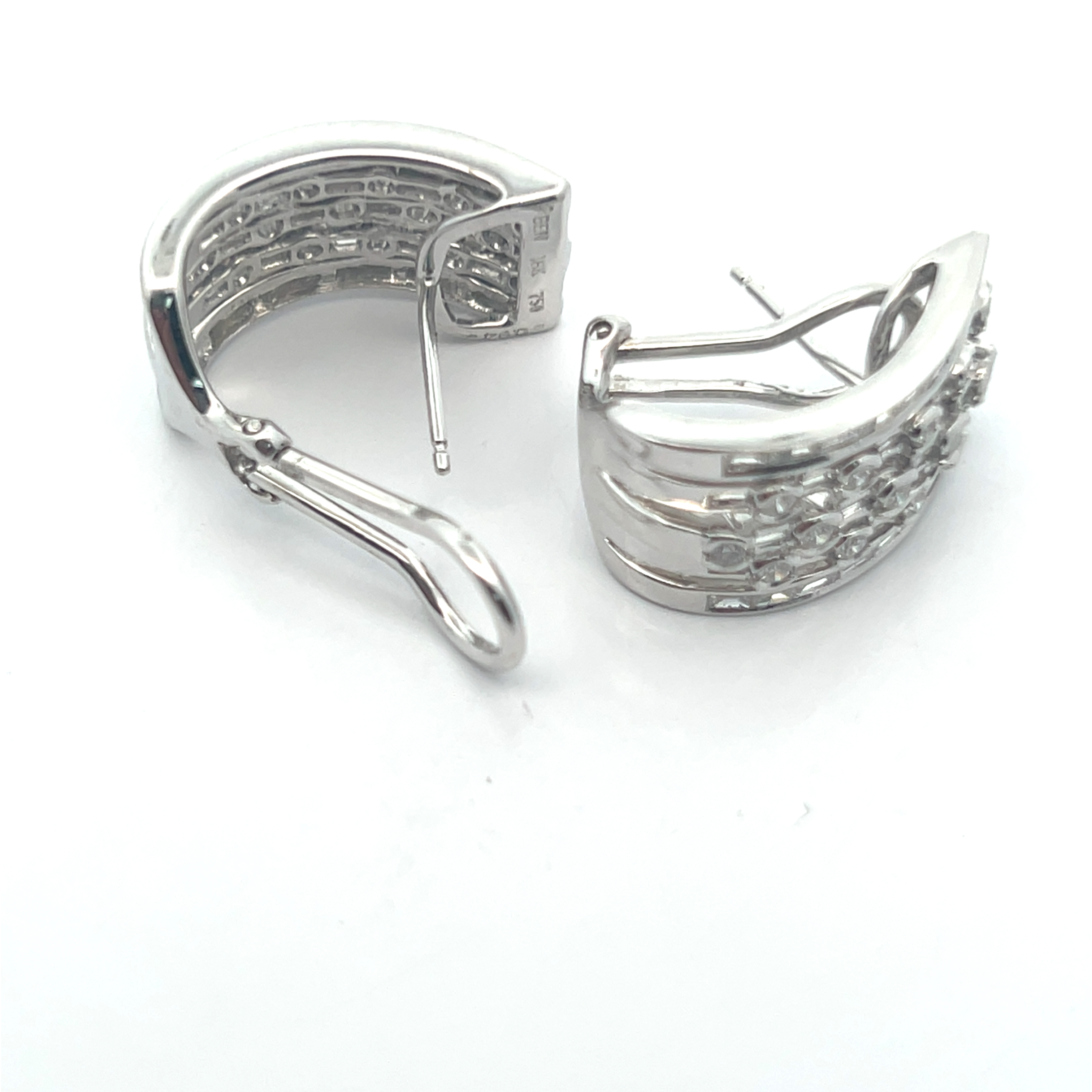 Multi-Row Natural Diamond J-Hoop Earrings