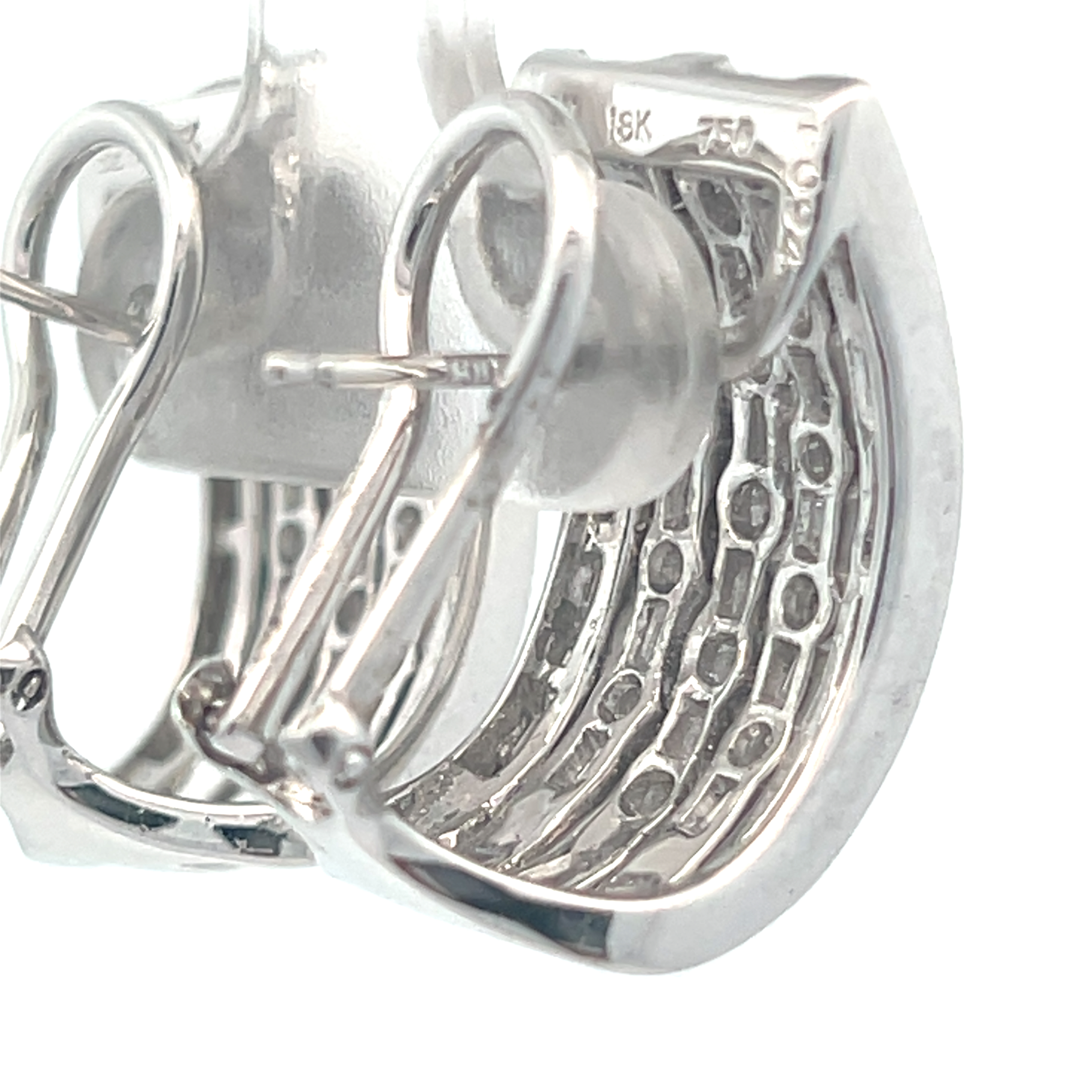 Multi-Row Natural Diamond J-Hoop Earrings