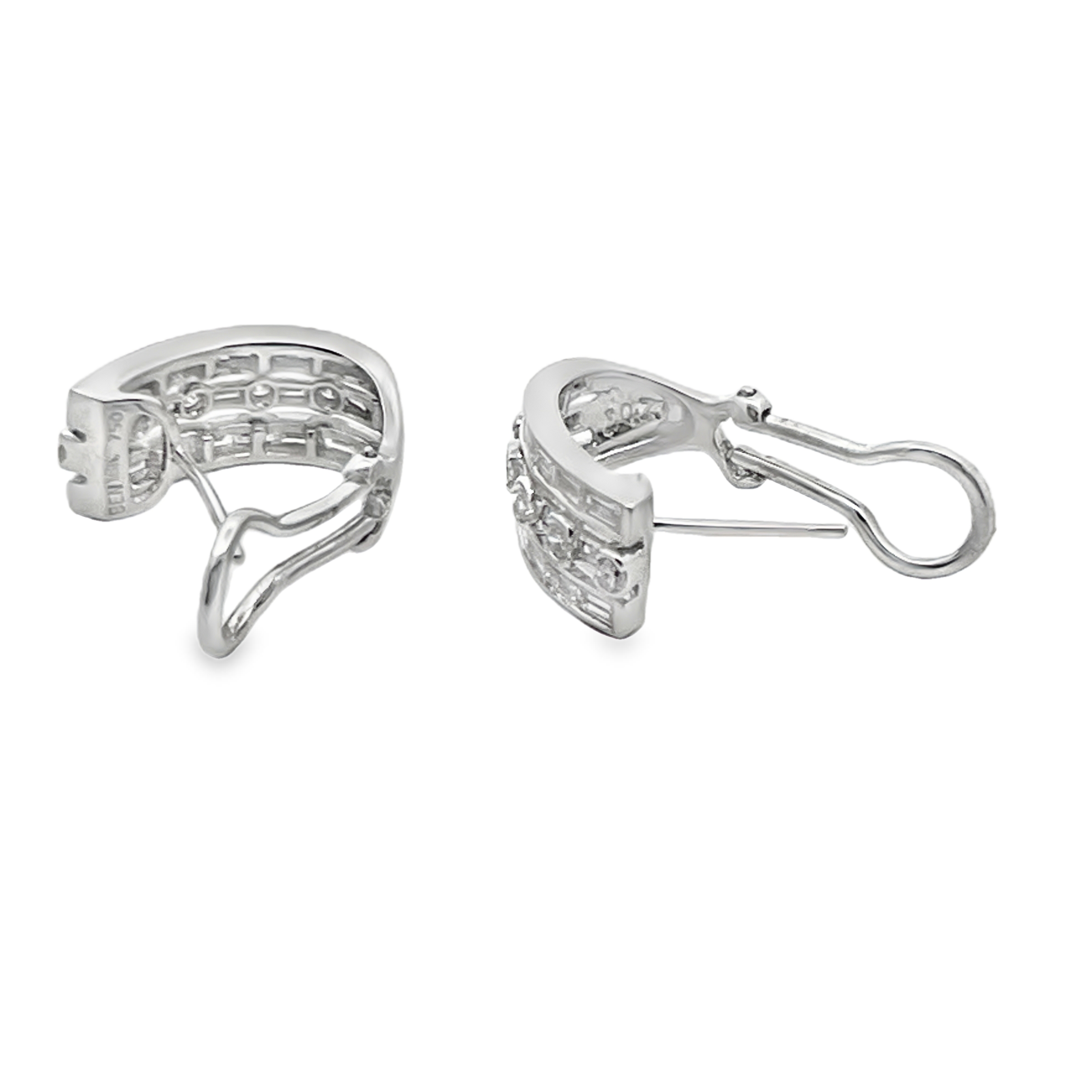 Multi-Row Natural Diamond J-Hoop Earrings