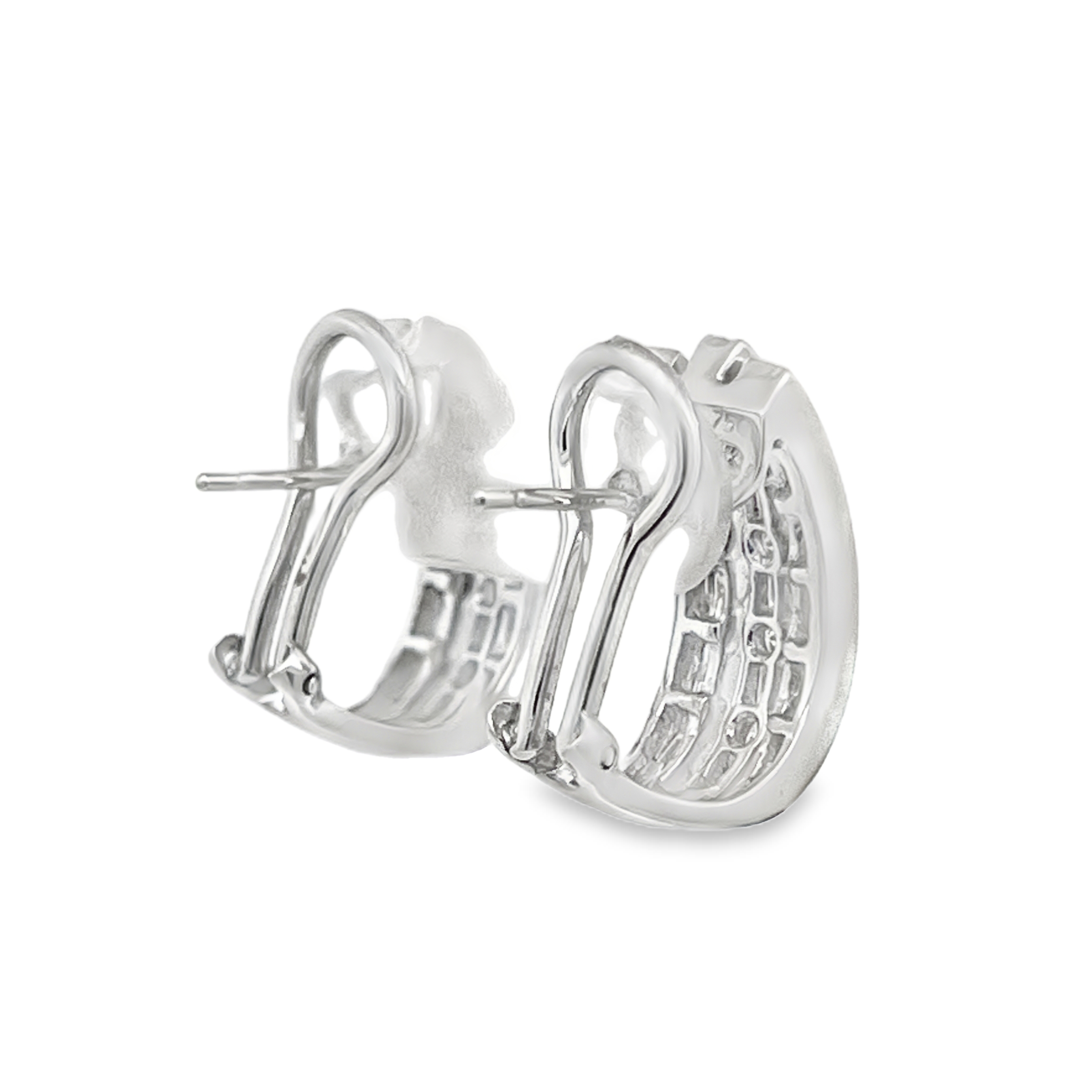 Multi-Row Natural Diamond J-Hoop Earrings