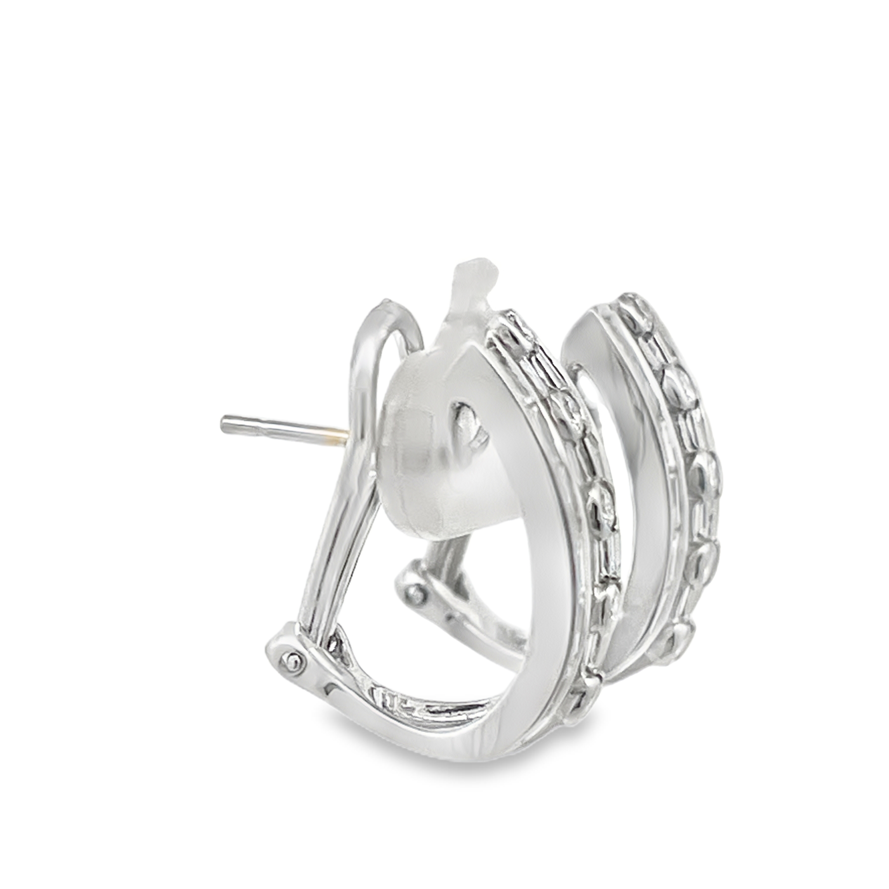 Multi-Row Natural Diamond J-Hoop Earrings