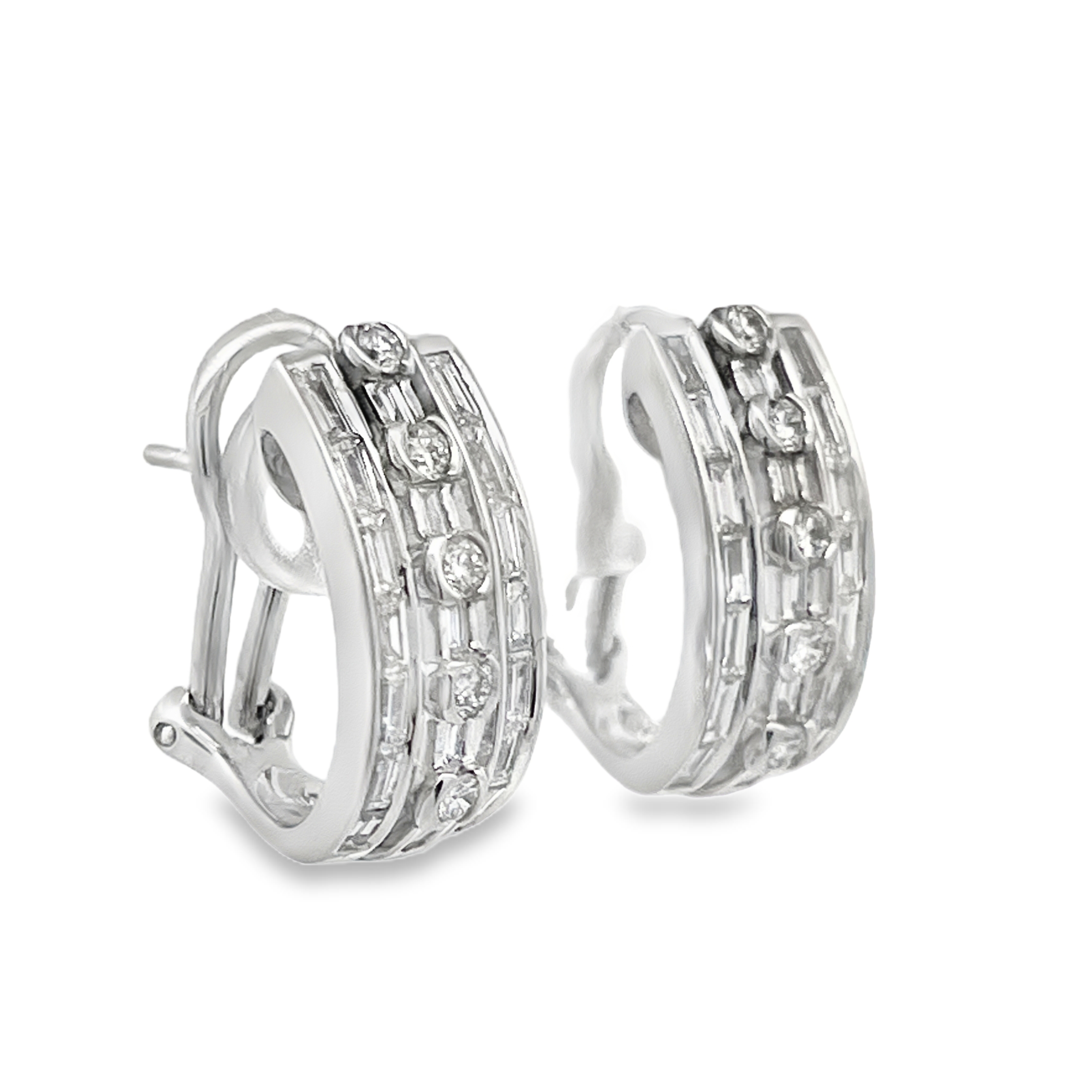 Multi-Row Natural Diamond J-Hoop Earrings