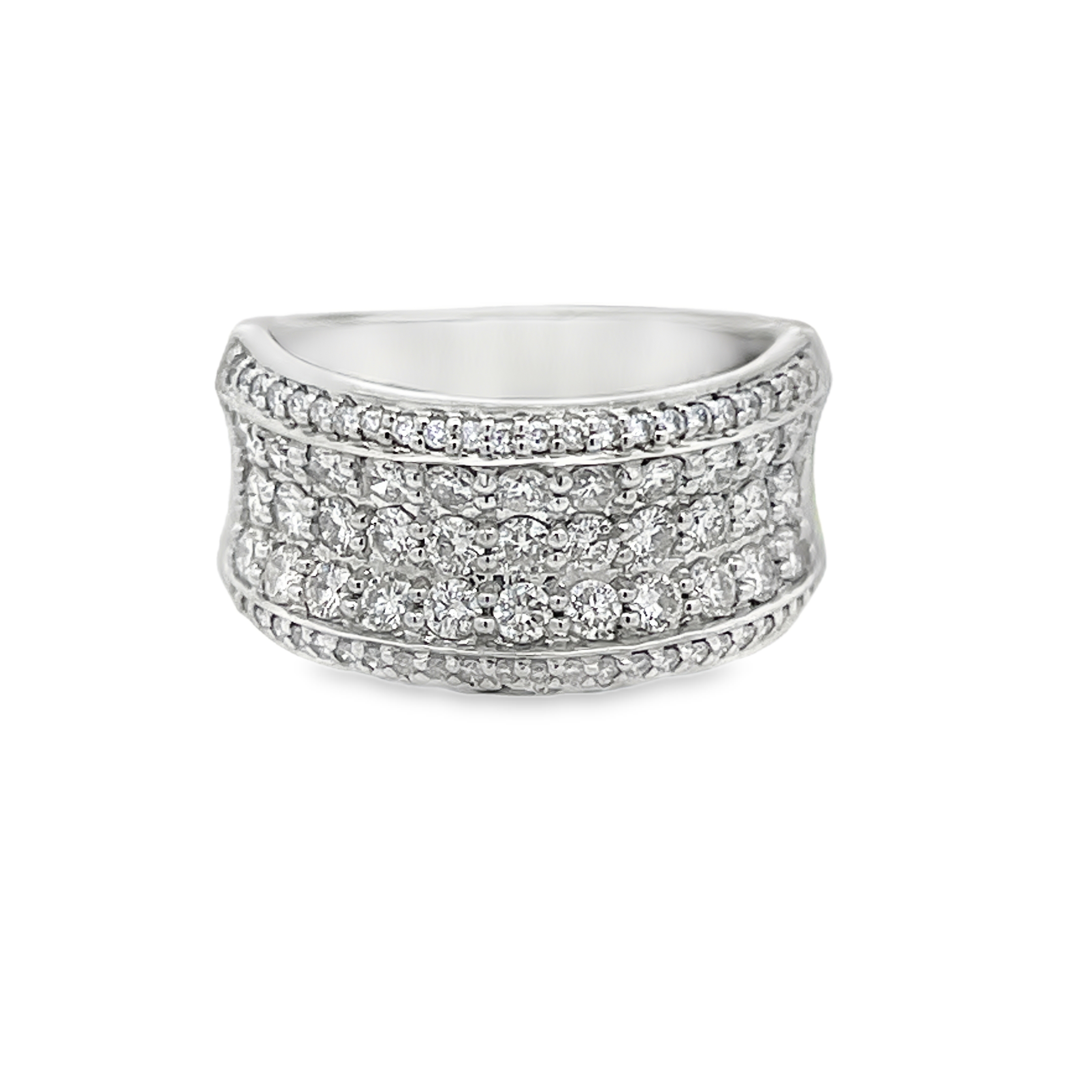Natural Diamond Concave Wide Band Ring