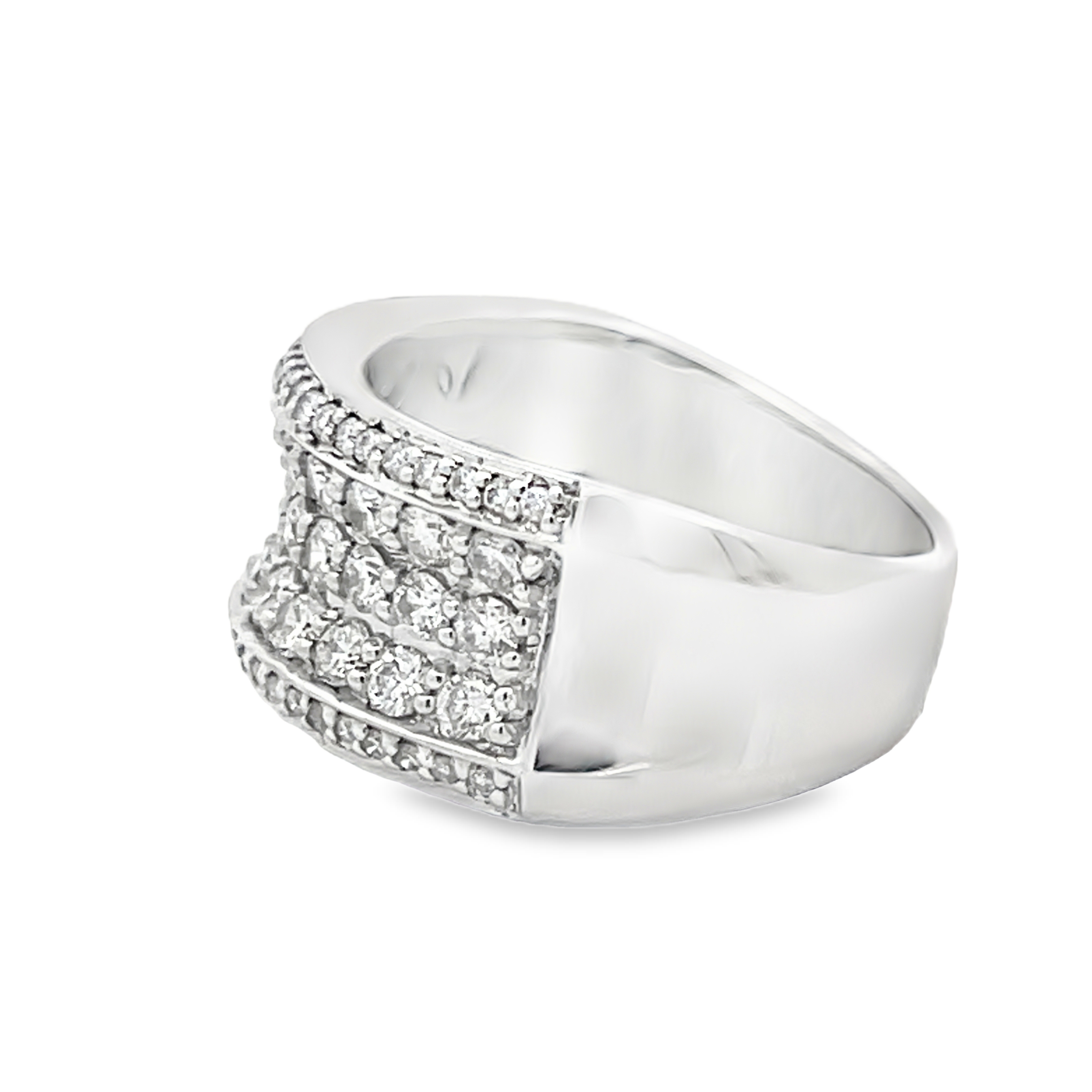 Natural Diamond Concave Wide Band Ring