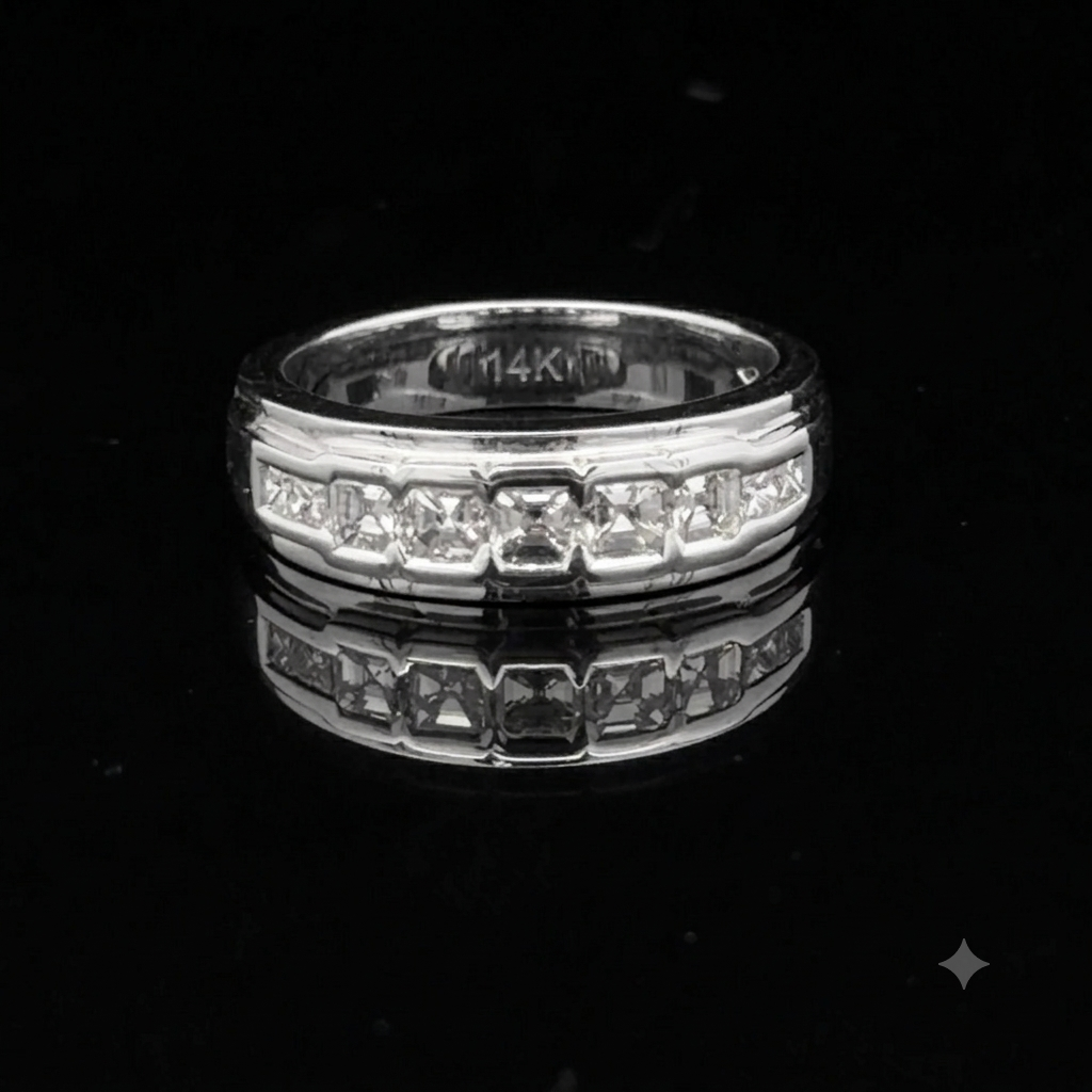 Natural Diamond Channel-Set Wide Band Ring