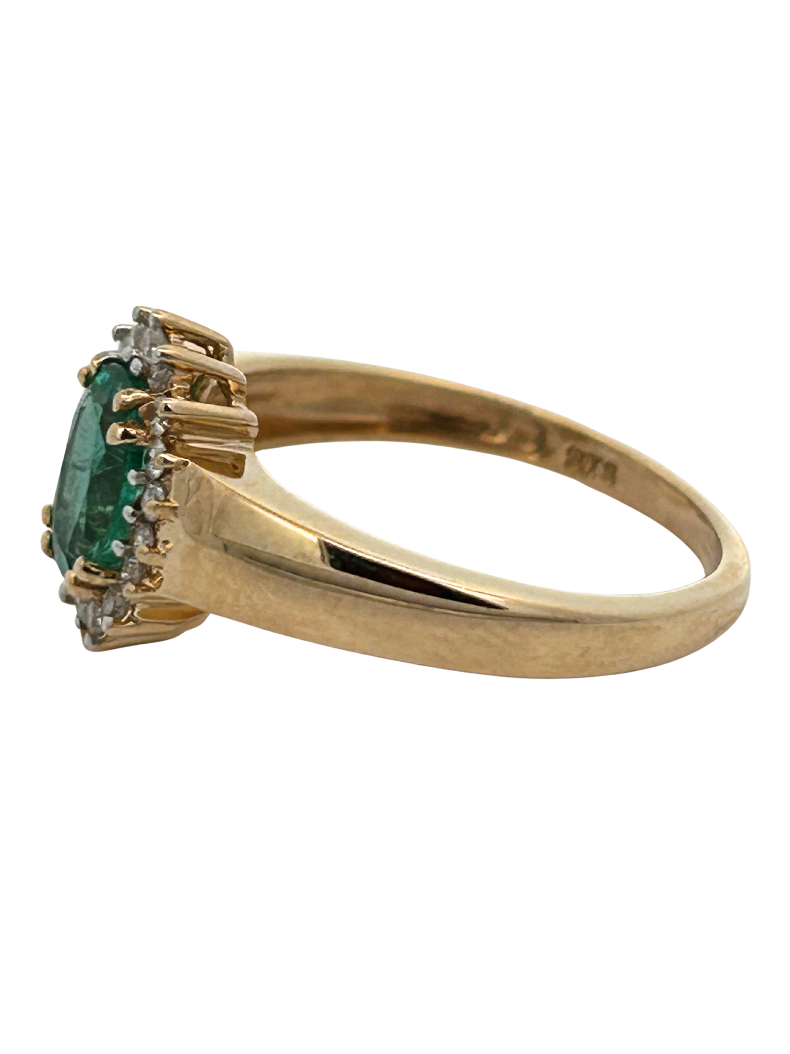 14K Emerald & Diamond Halo Ring