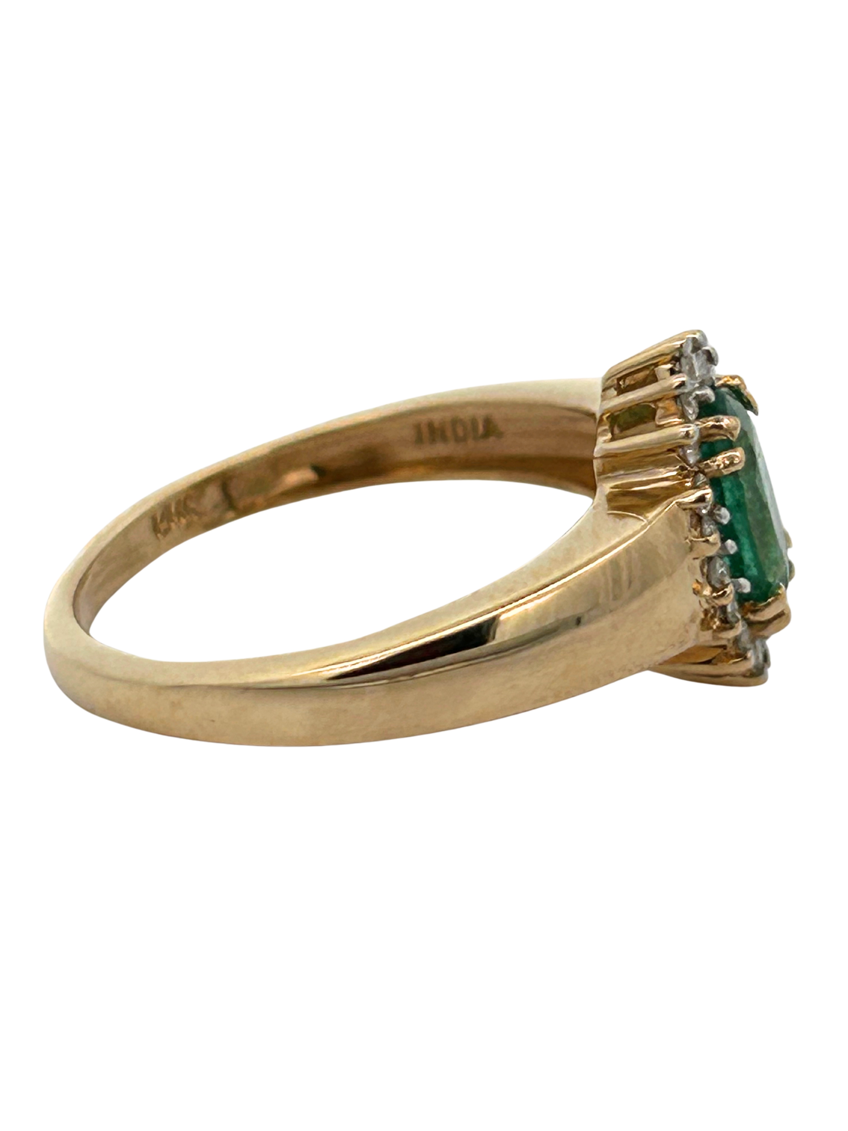 14K Emerald & Diamond Halo Ring