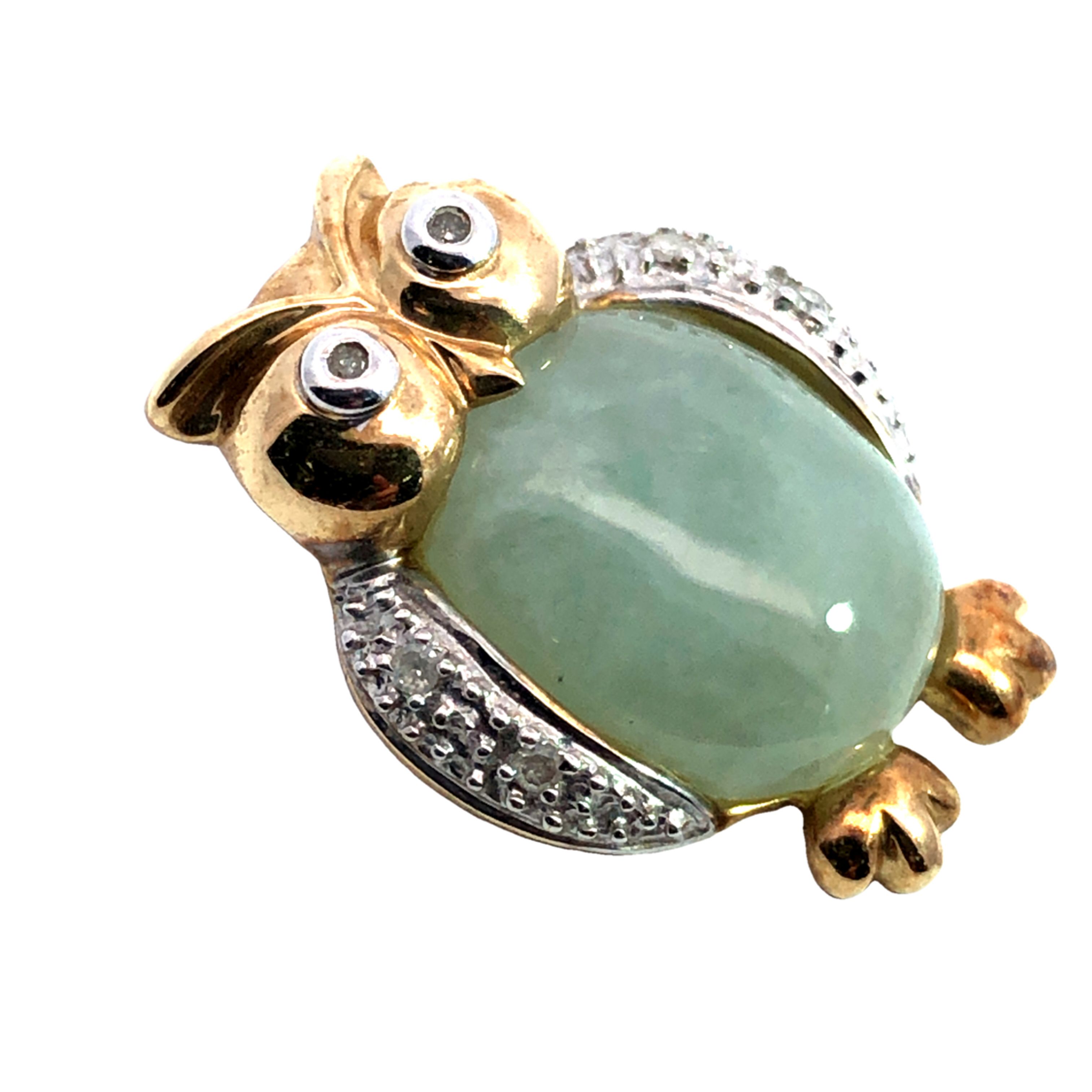 Light Green Gemstone Owl Pendant
