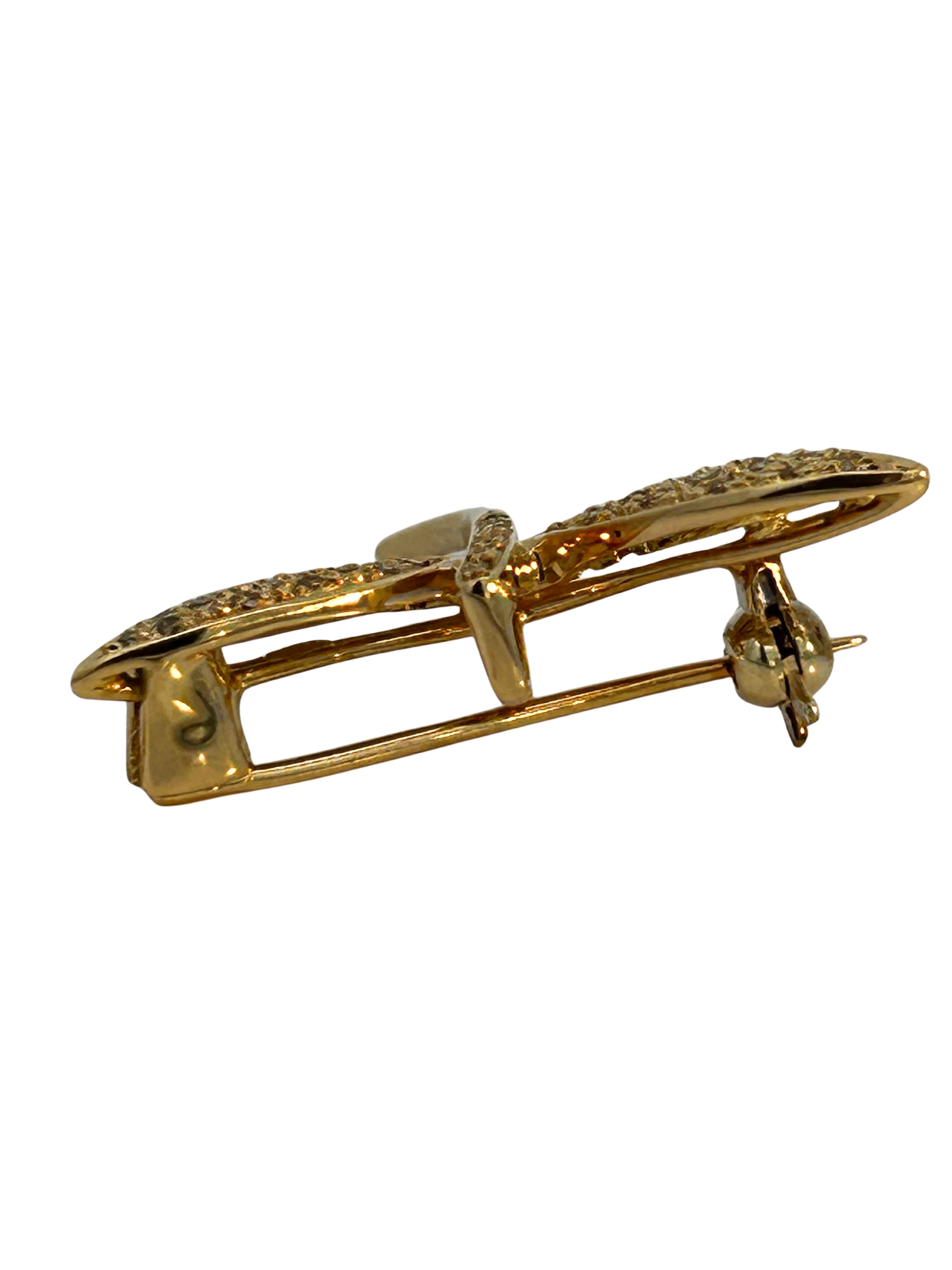 18K Diamond Accented DragonFly Brooch