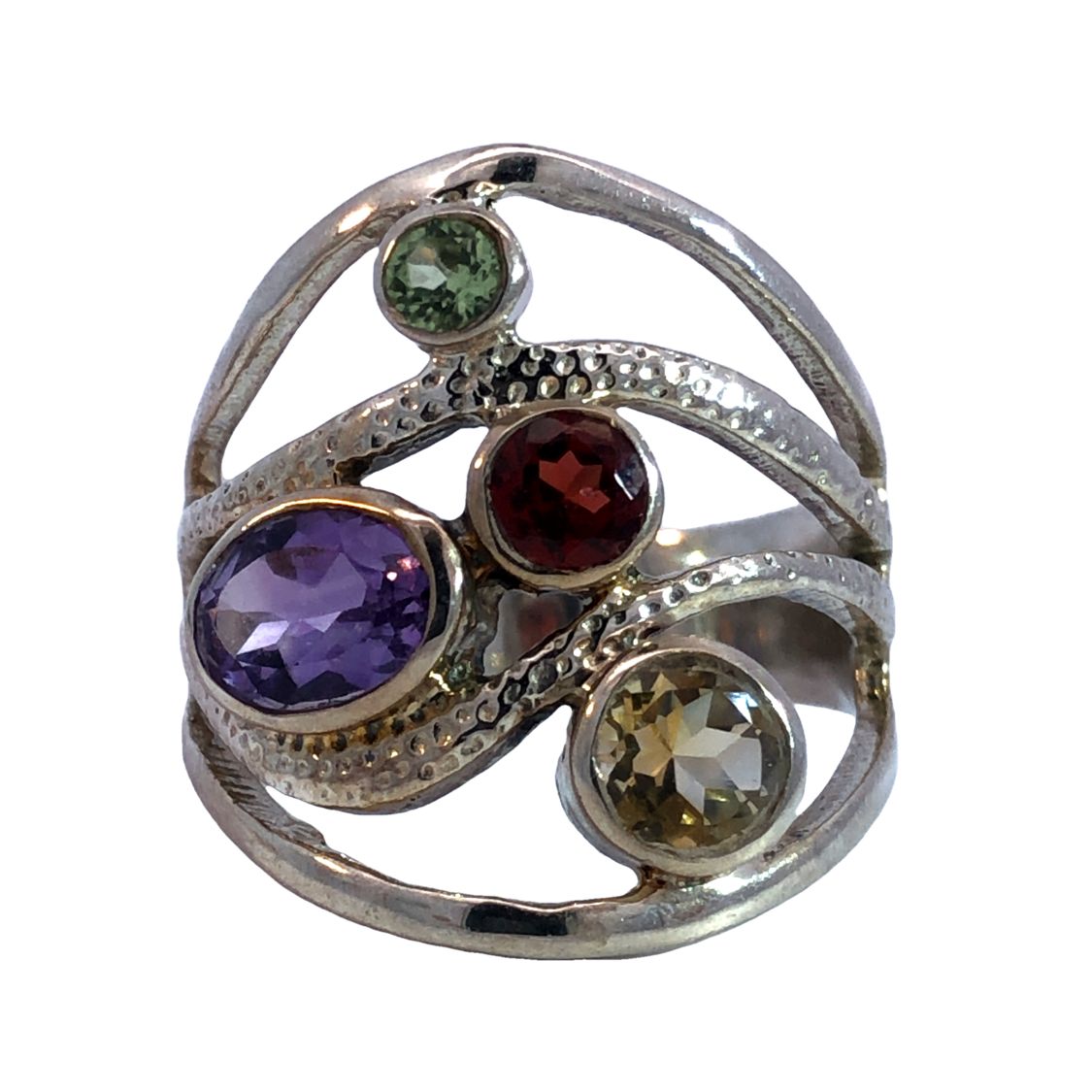 Multi Color Gemstone Ring and Earring Set