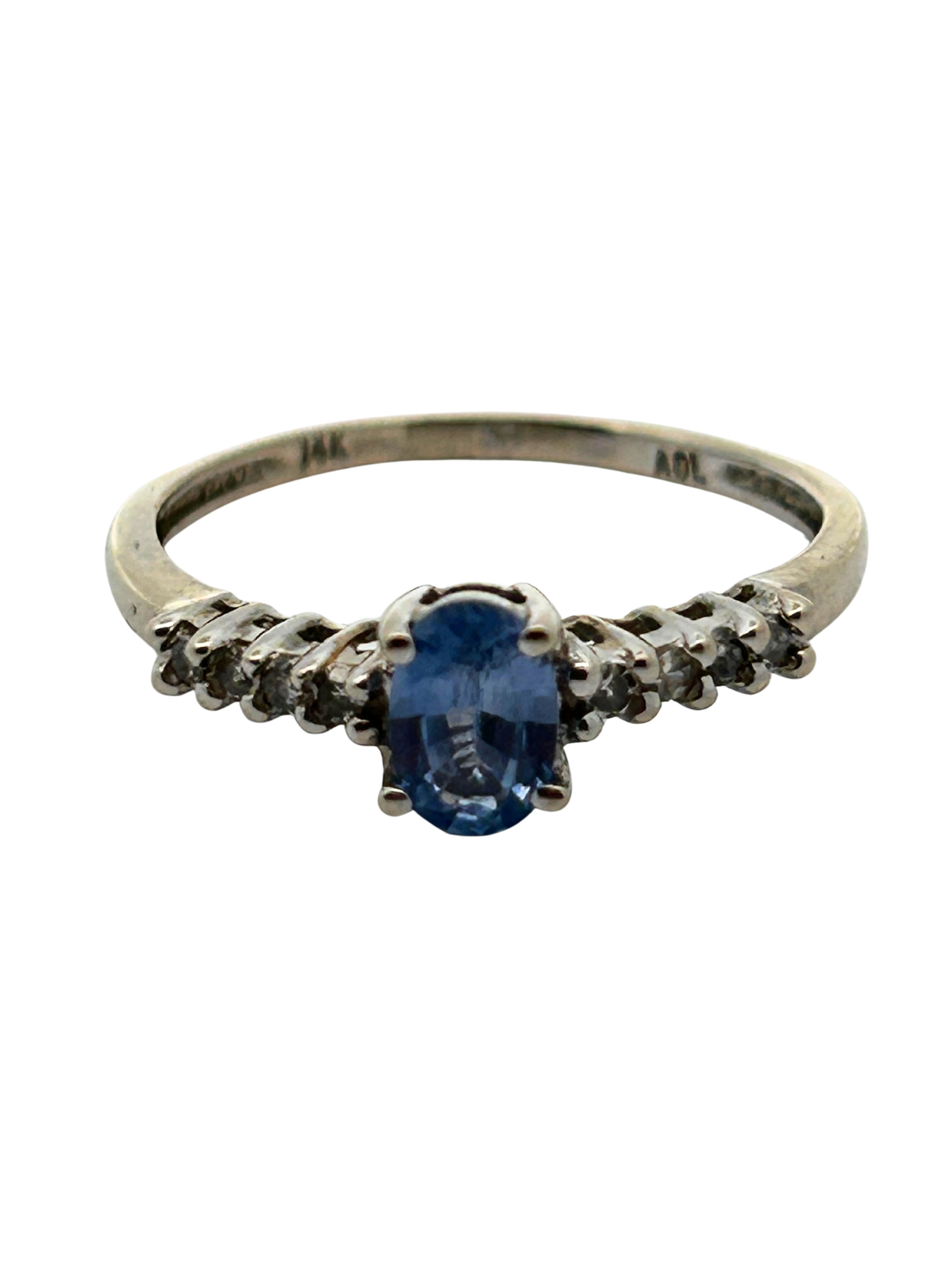 14K Ceylon Sapphire & Diamond Ring