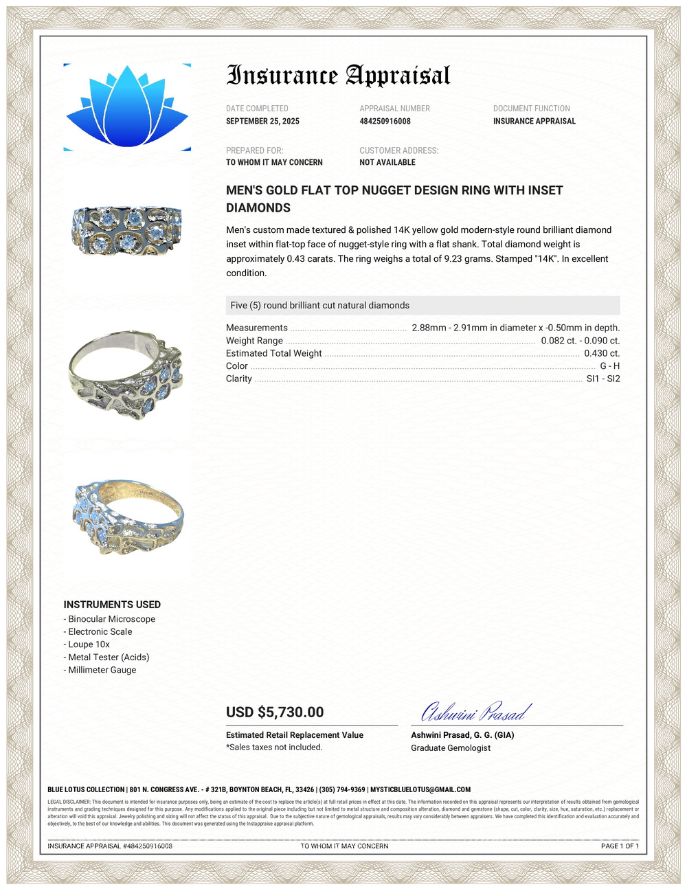 14K Diamond Nugget Ring