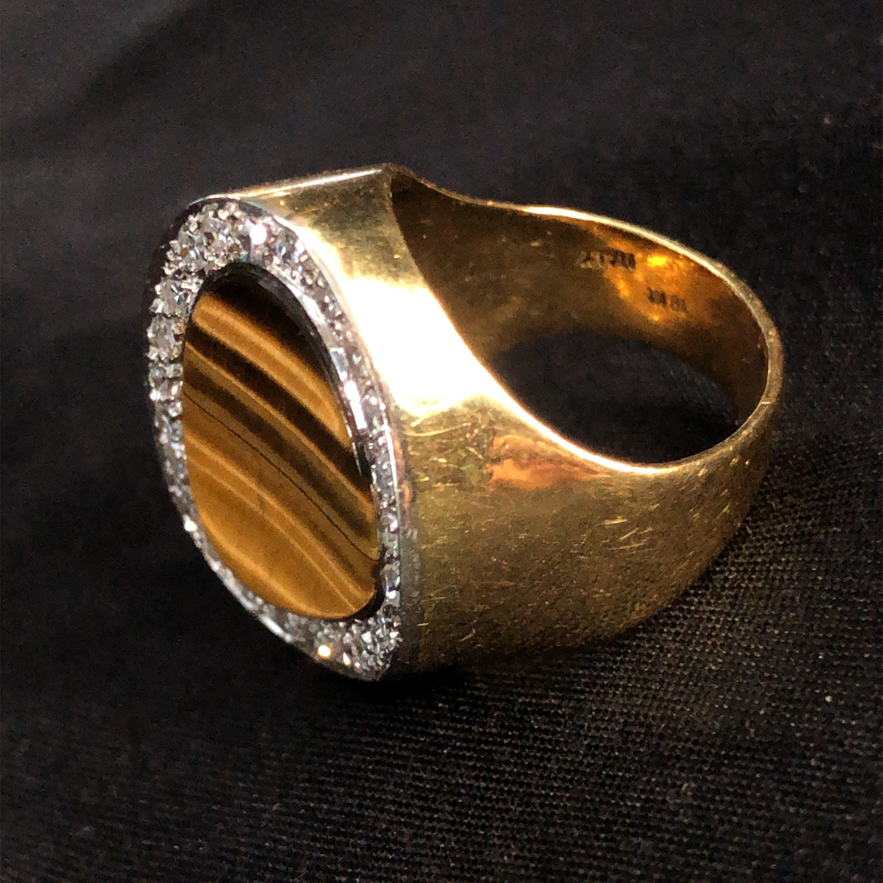 Tigers Eye and Diamond Ring