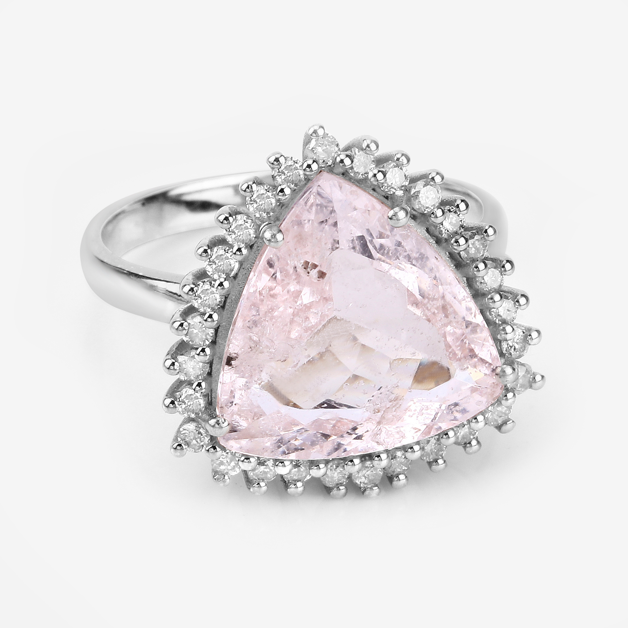5.45 Carat Morganite and Diamond Halo Ring