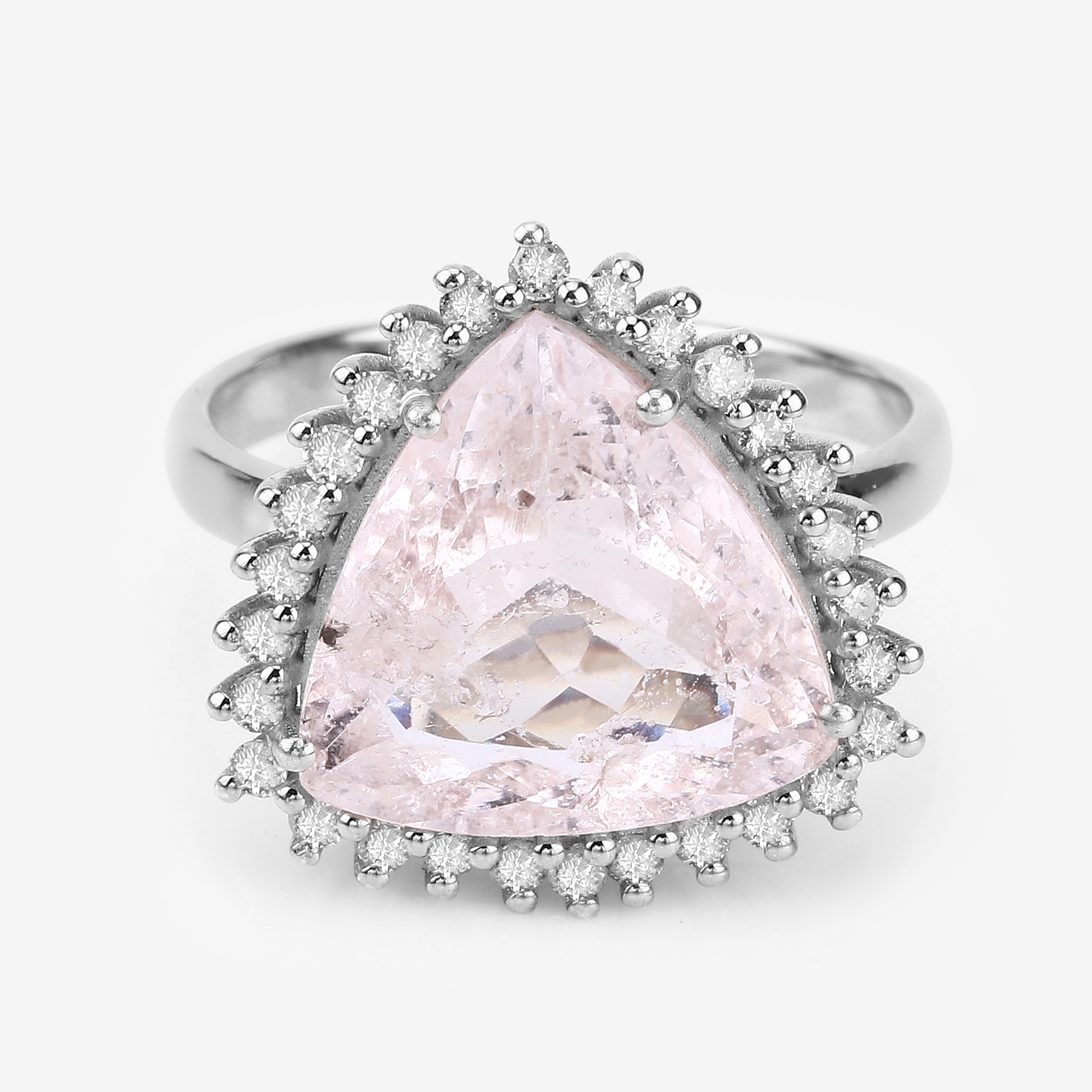 5.45 Carat Morganite and Diamond Halo Ring