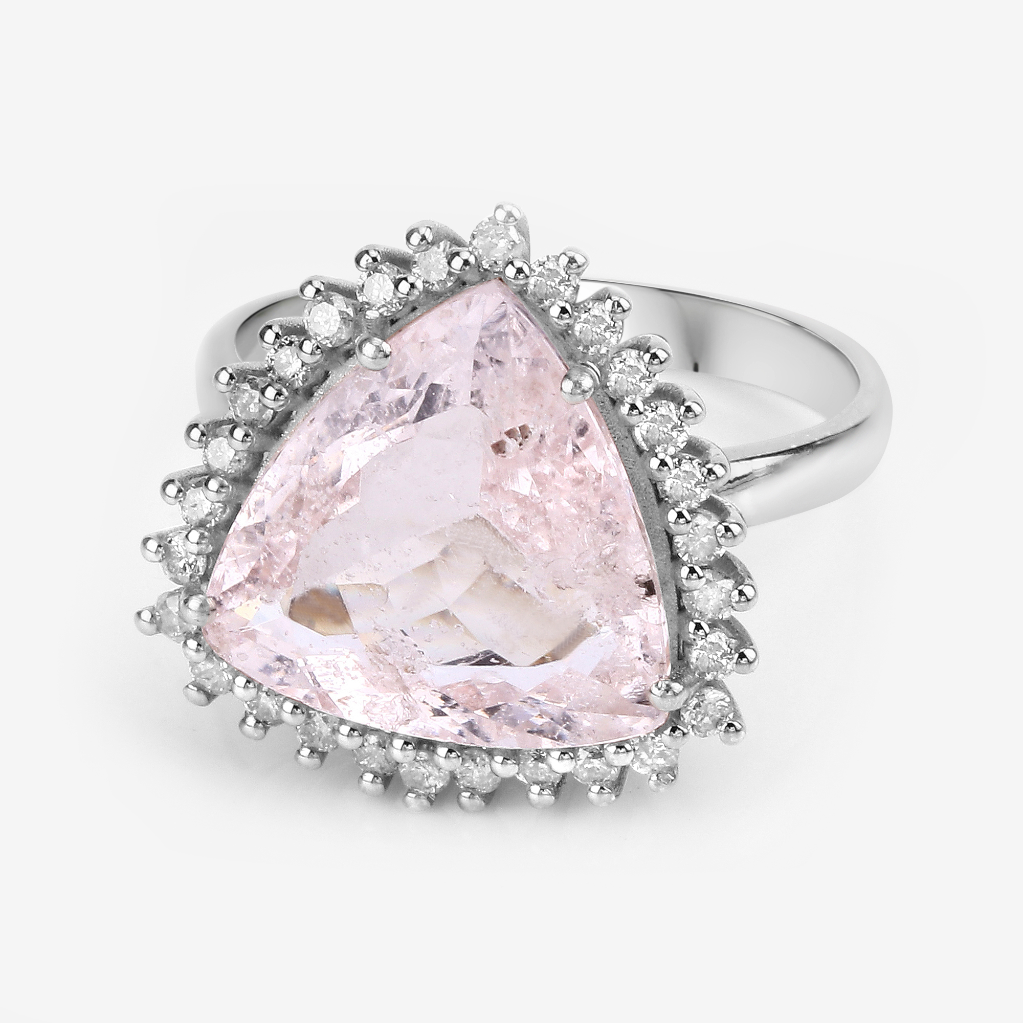 5.45 Carat Morganite and Diamond Halo Ring