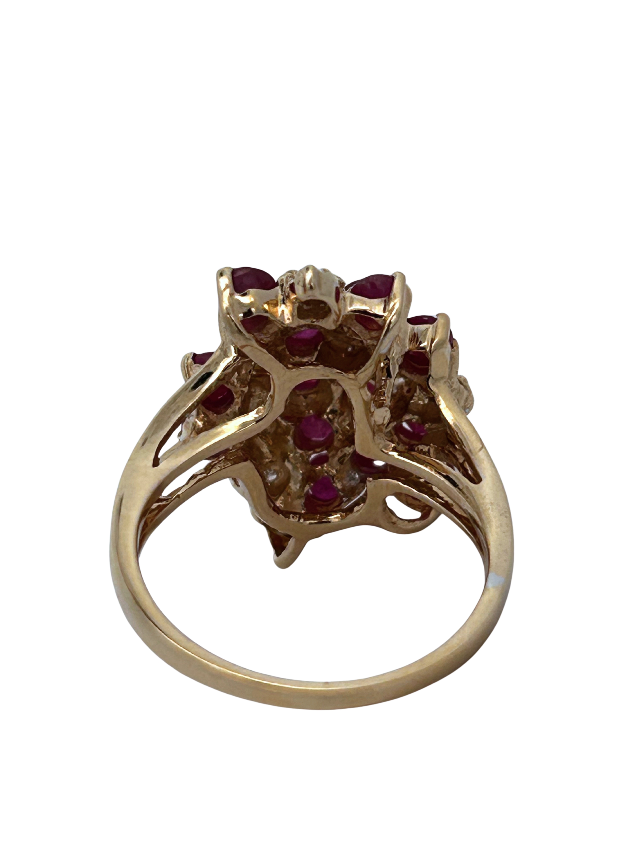14K Ruby & Diamond Cluster Ring