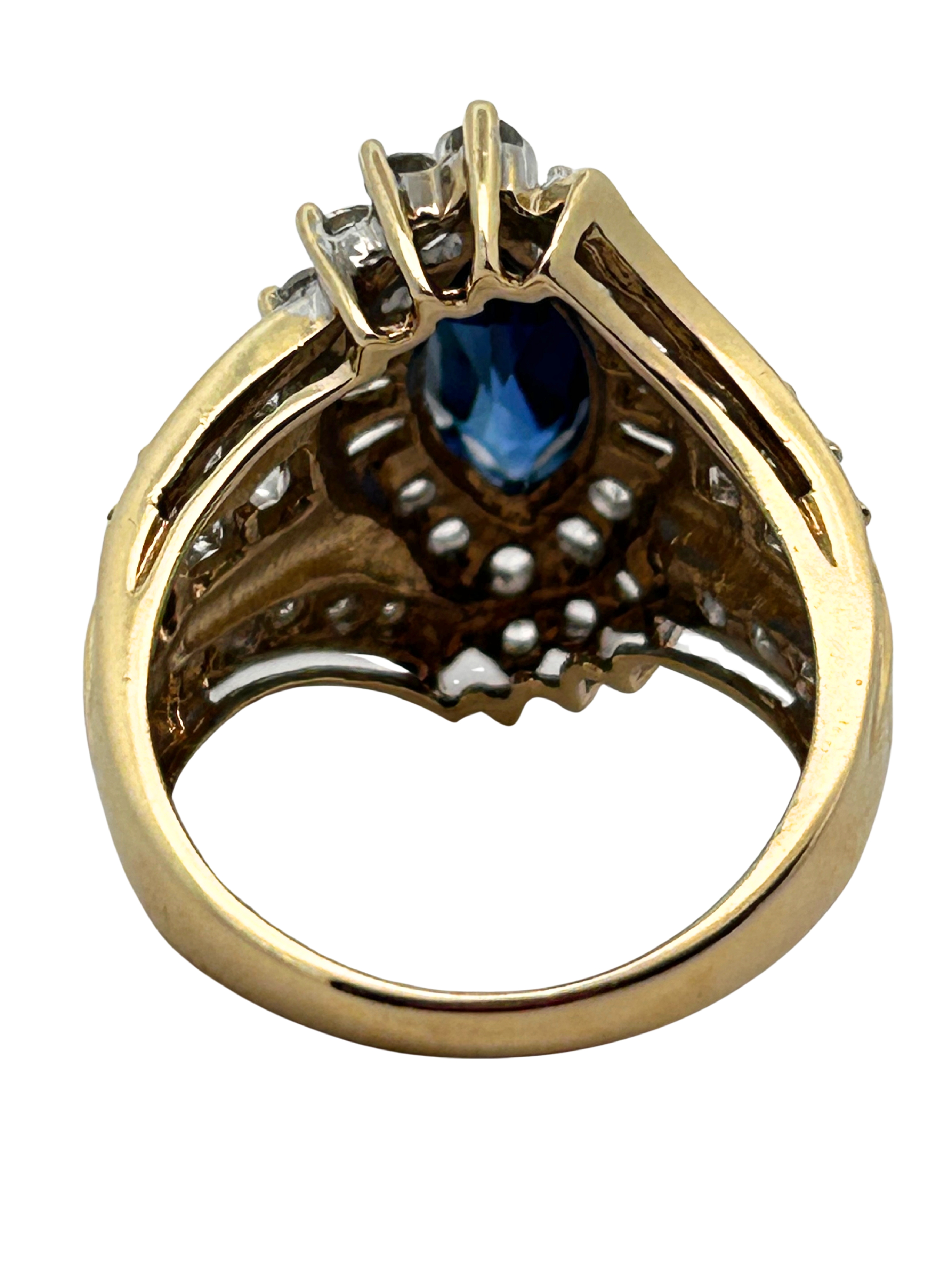 10K Blue & White Gemstone Cocktail Ring
