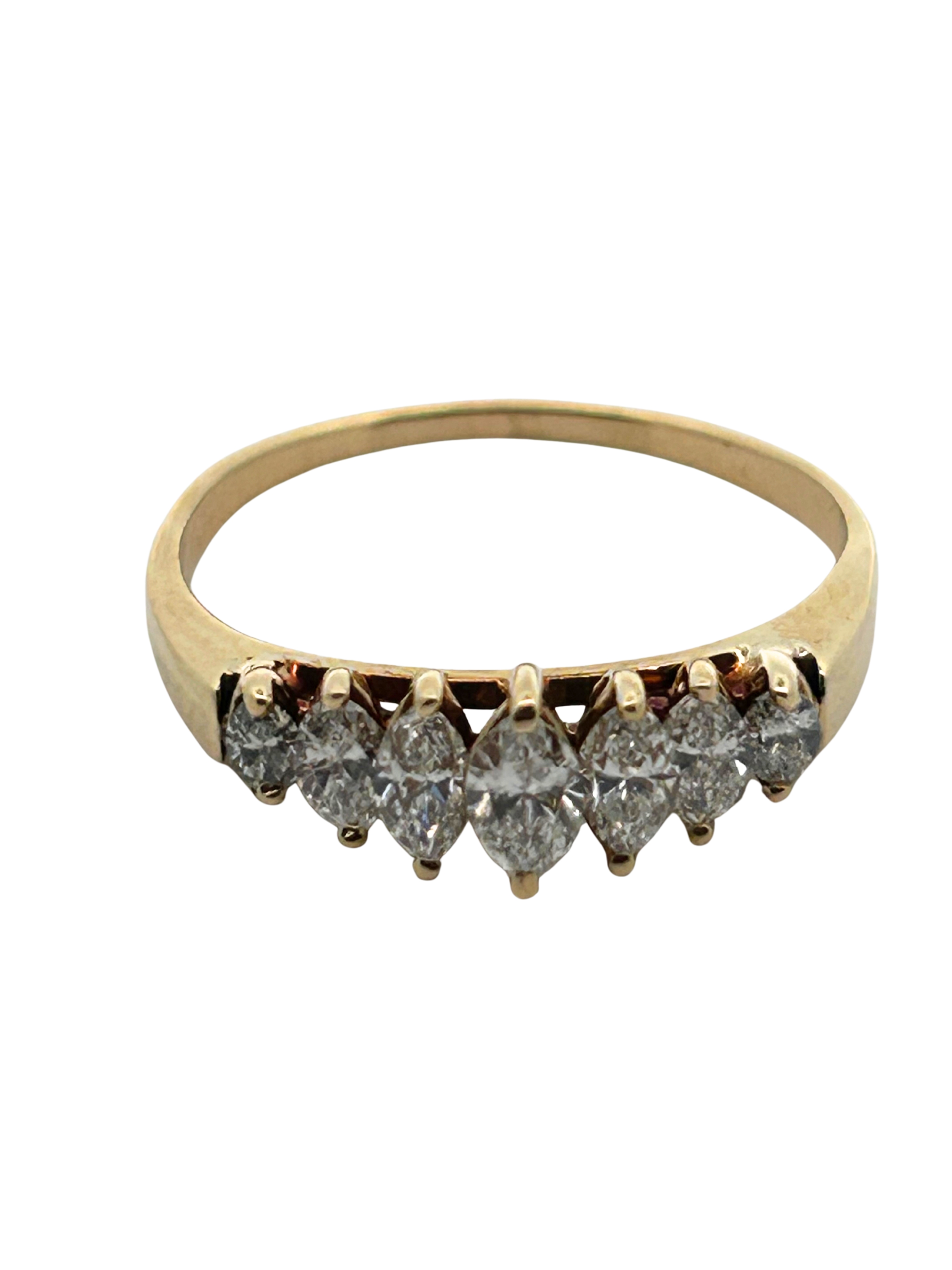 14K Marquise Diamond Step Ring