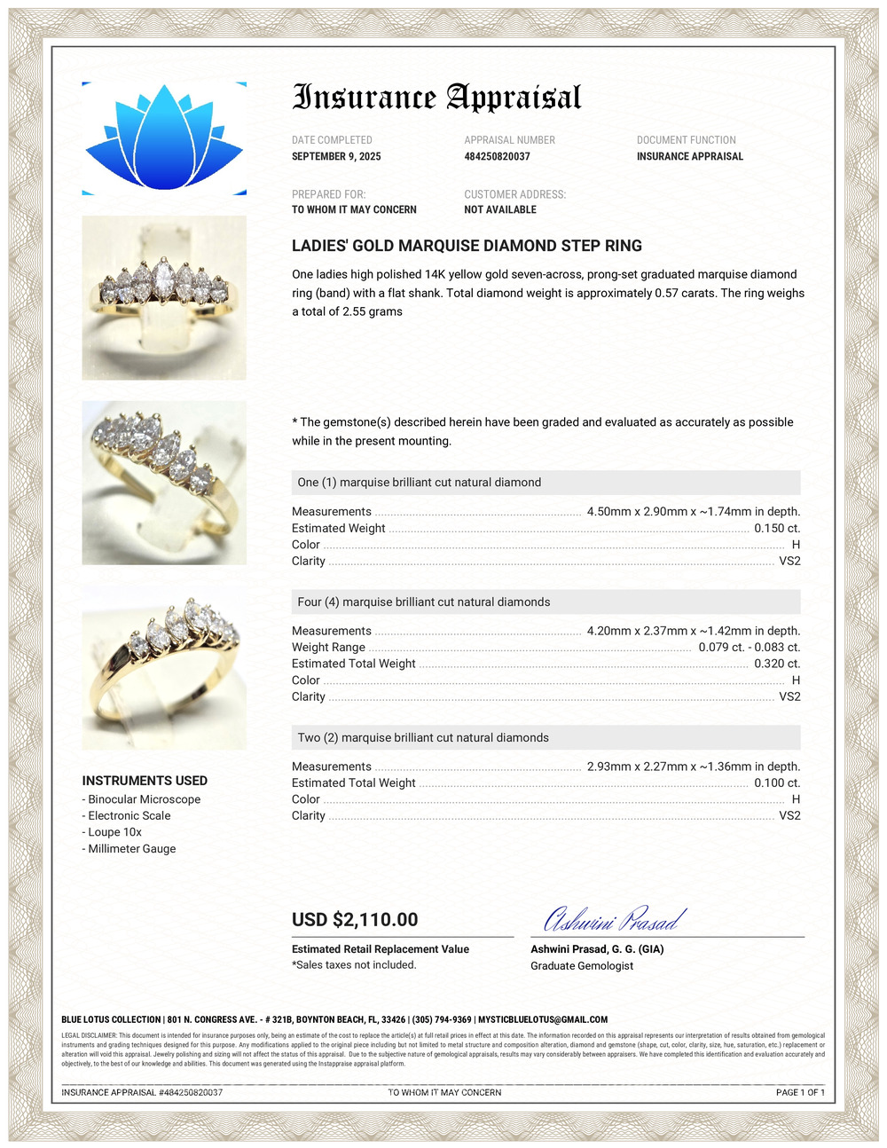 14K Marquise Diamond Step Ring