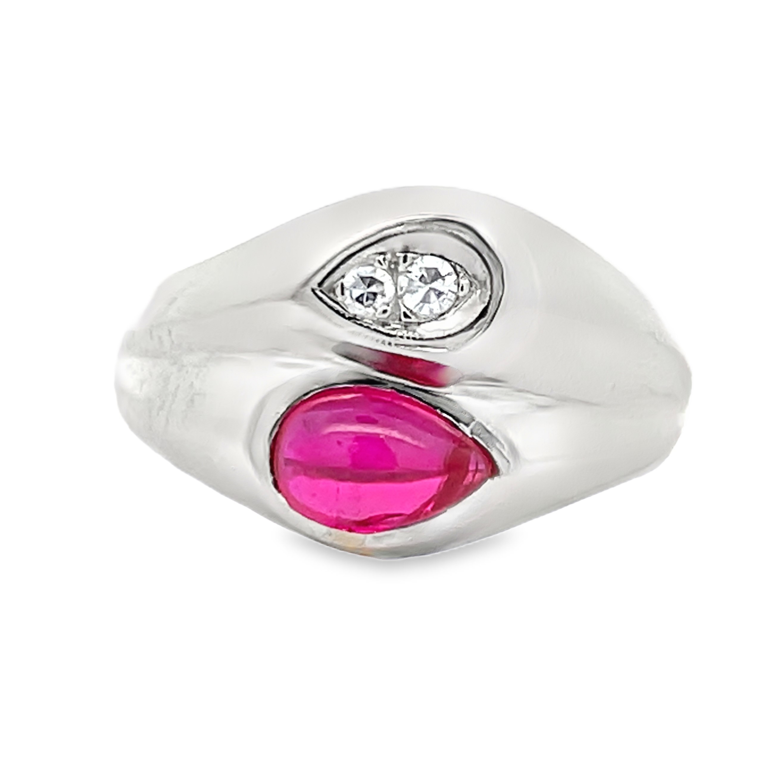 14K Pink & White Gemstone Ring
