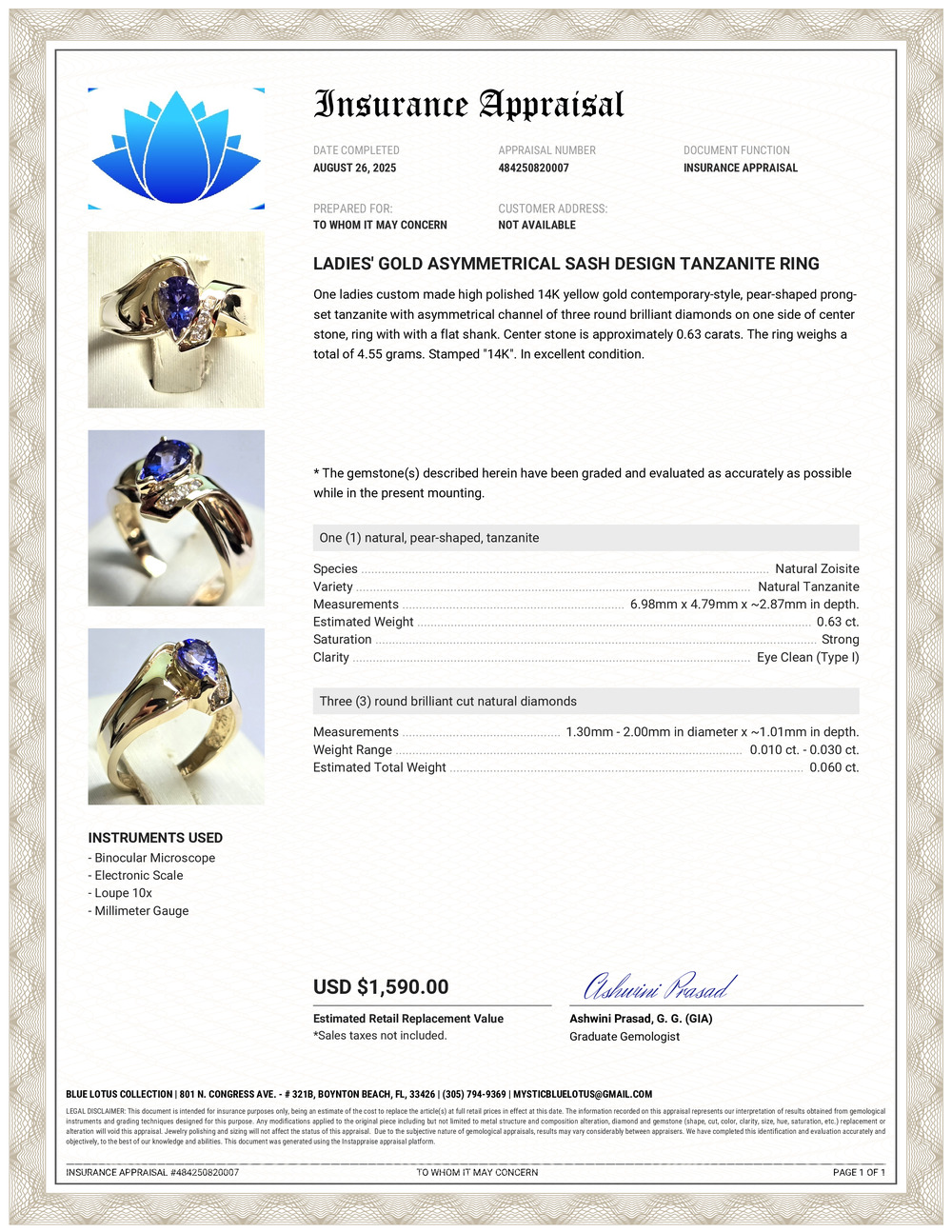 14K Tanzanite & Diamond Ring