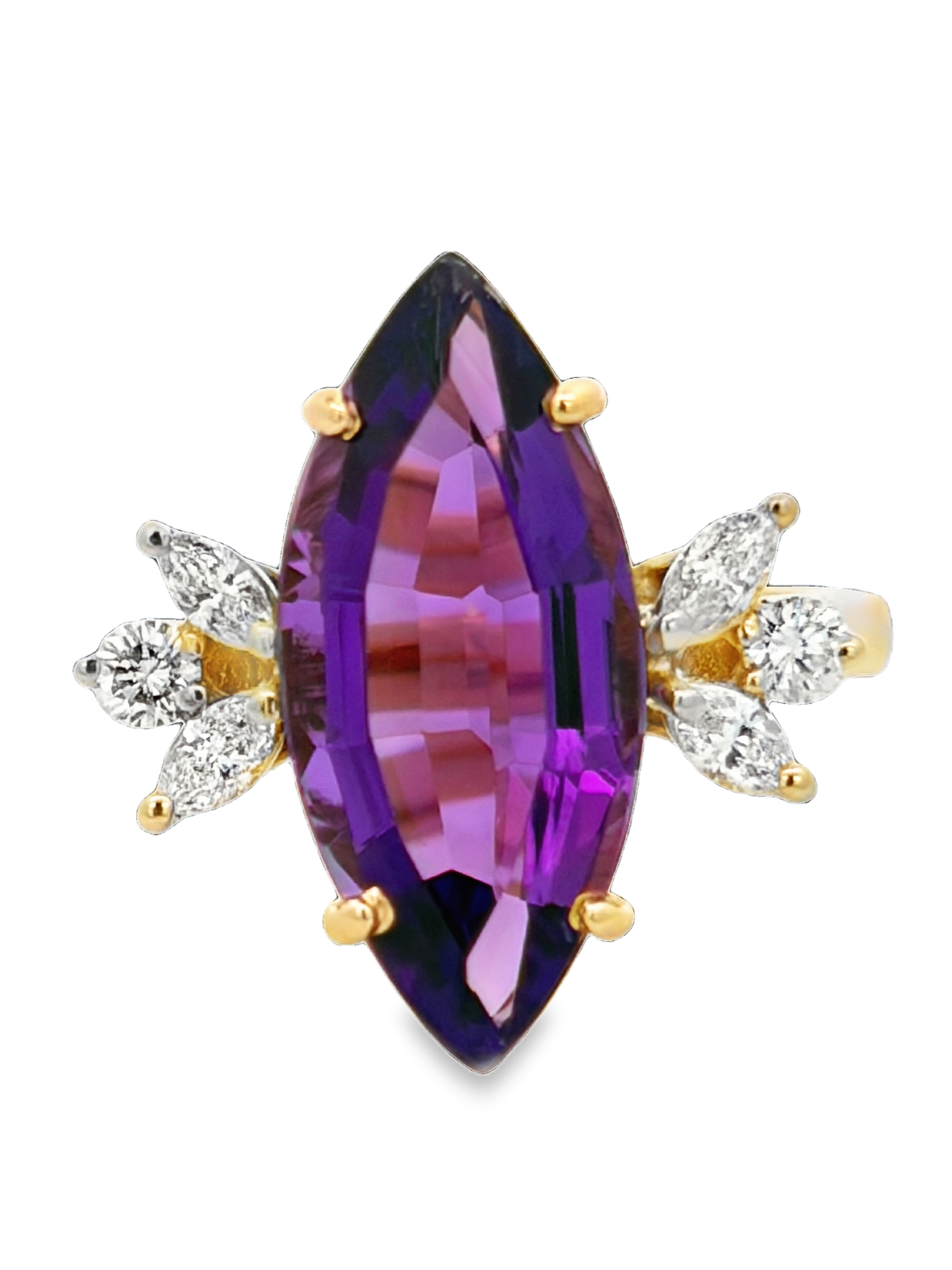 14K Amethyst & Diamond Ring