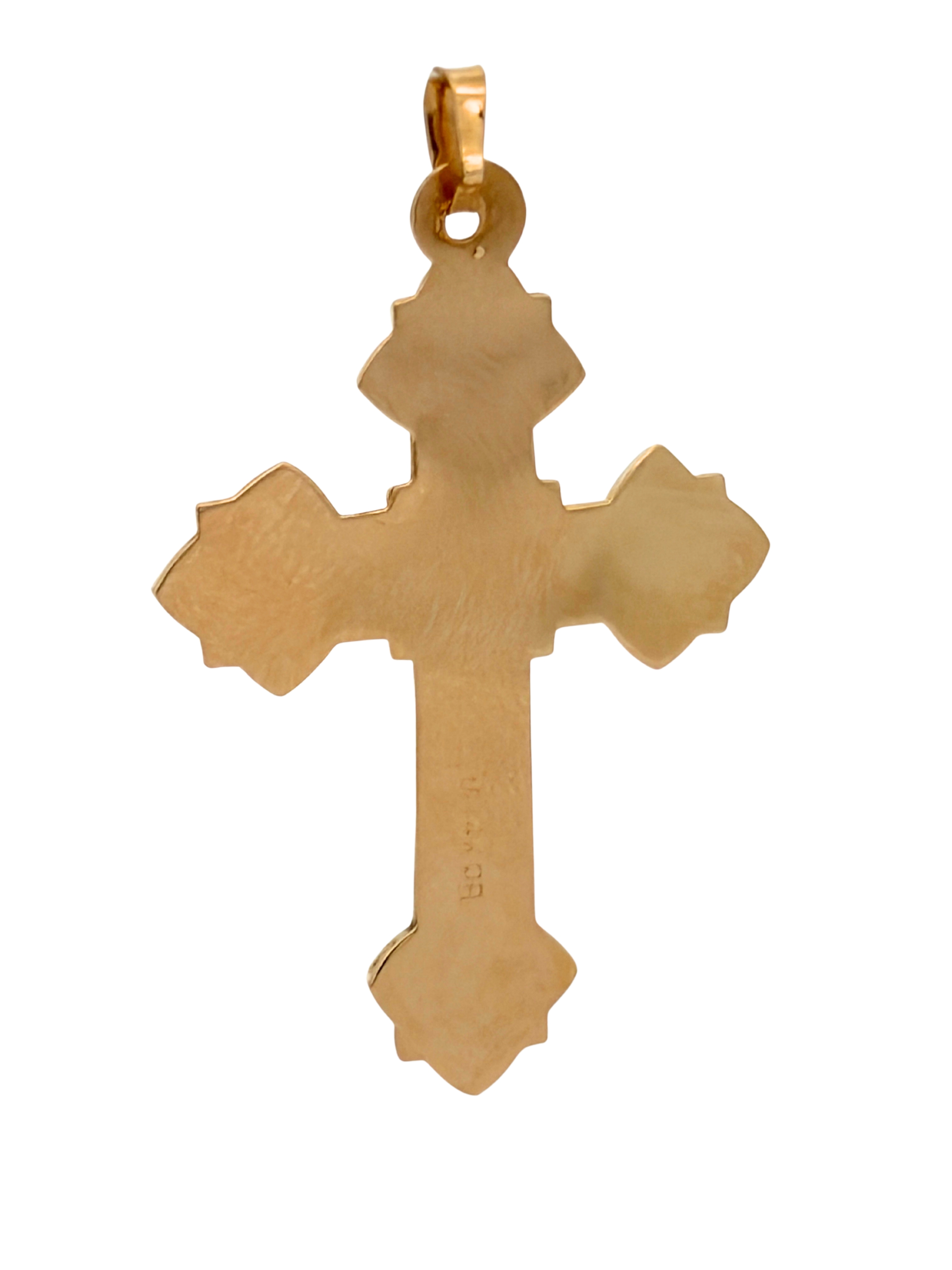 14K Two Tone Crucifix Cross Pendant 1.5"