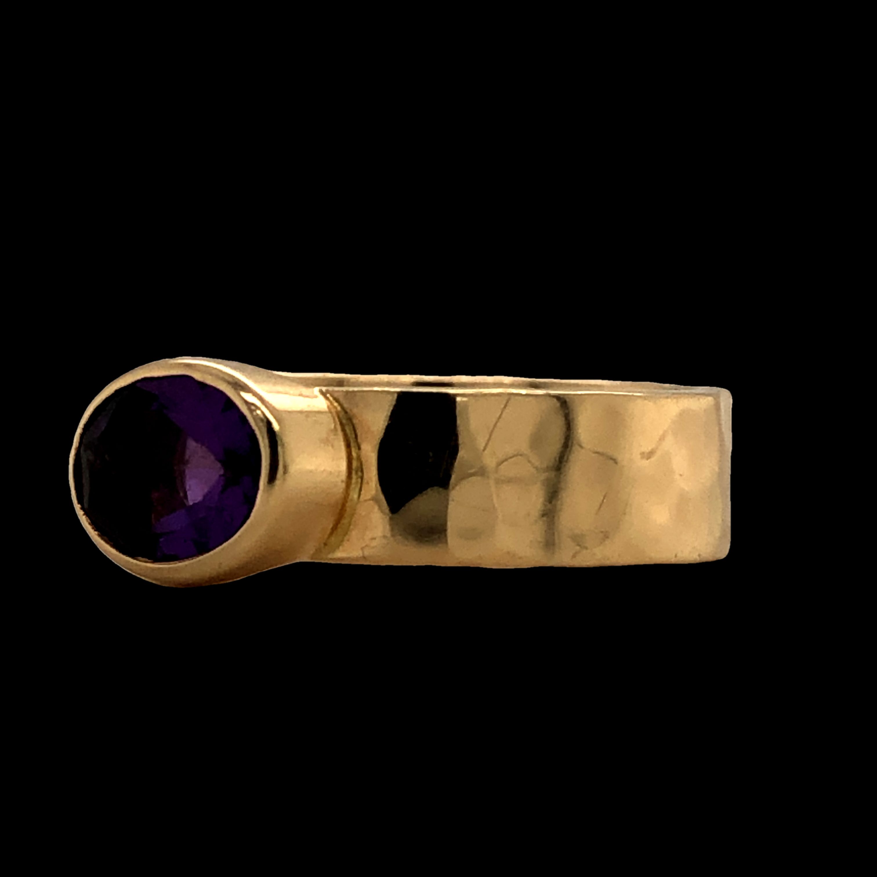 Hammered Finish Amethyst Ring