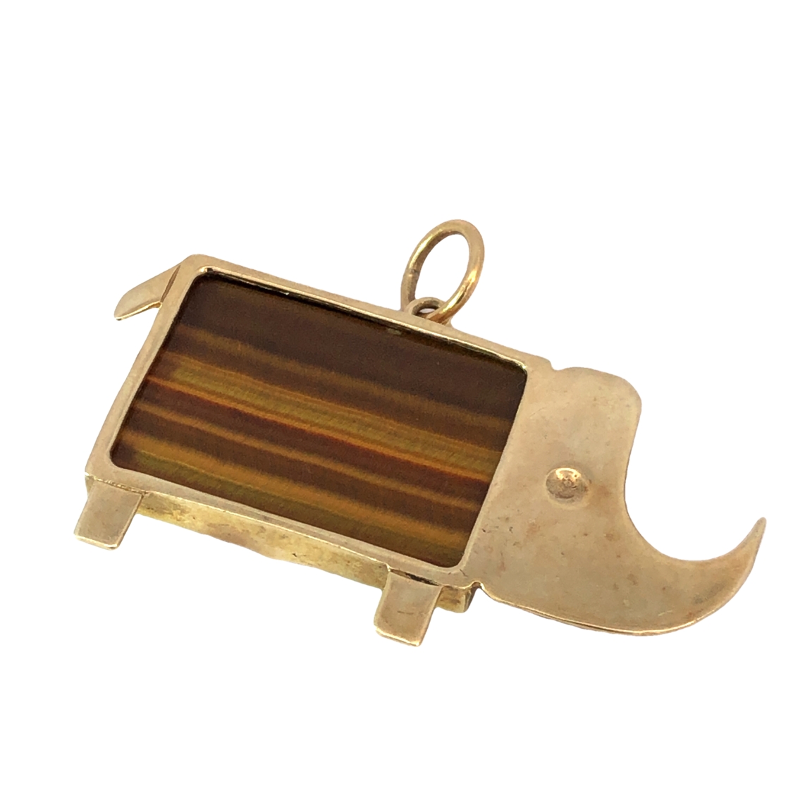 Handmade Tigers Eye Elephant Pendant