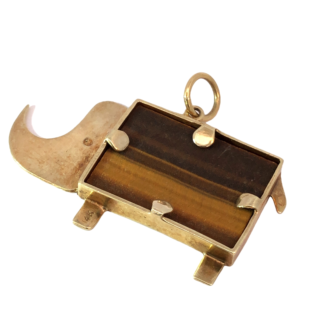 Handmade Tigers Eye Elephant Pendant