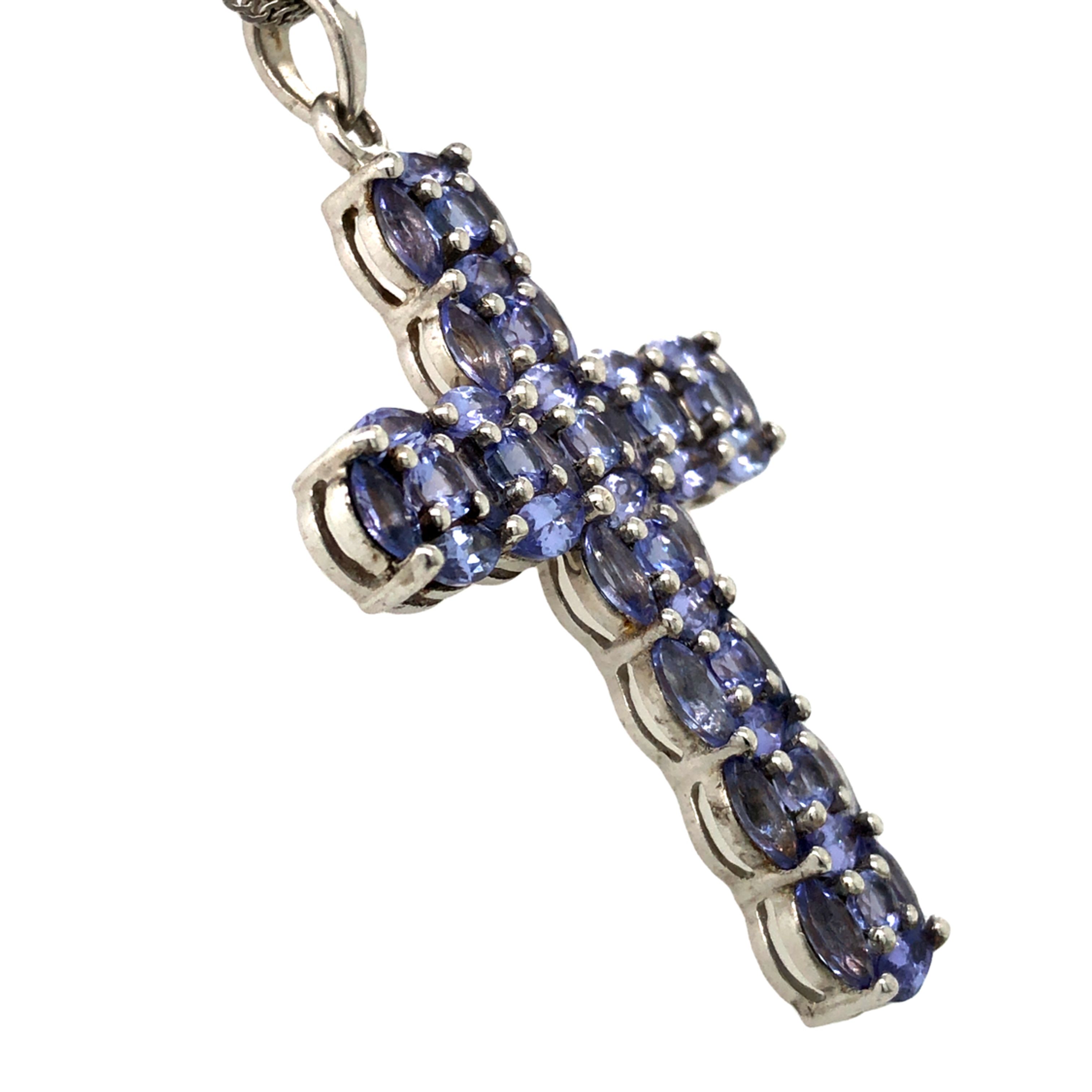 Purple Gemstone Cross Necklace