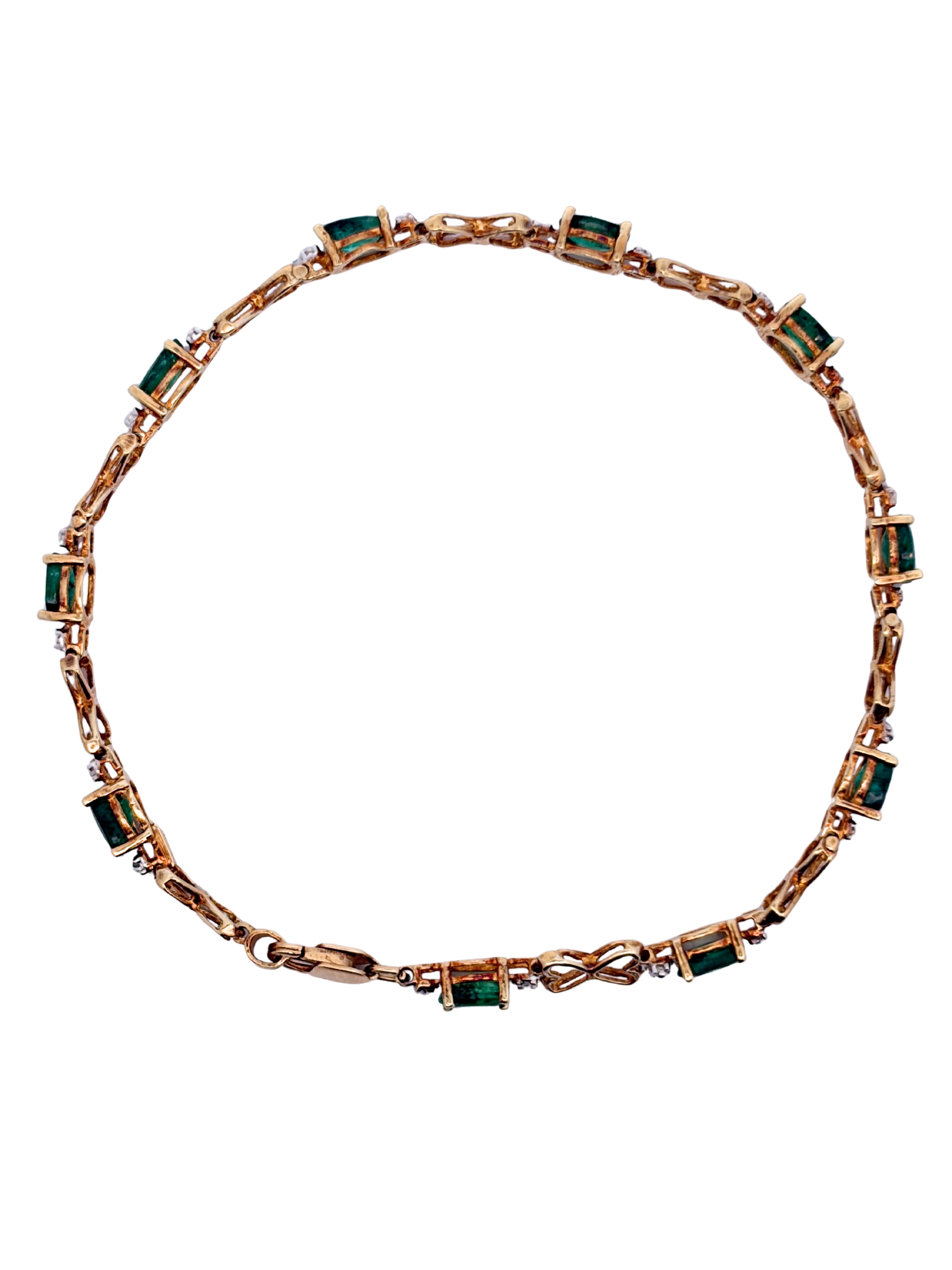 Two Tone Emerald Tennis Bracelet
