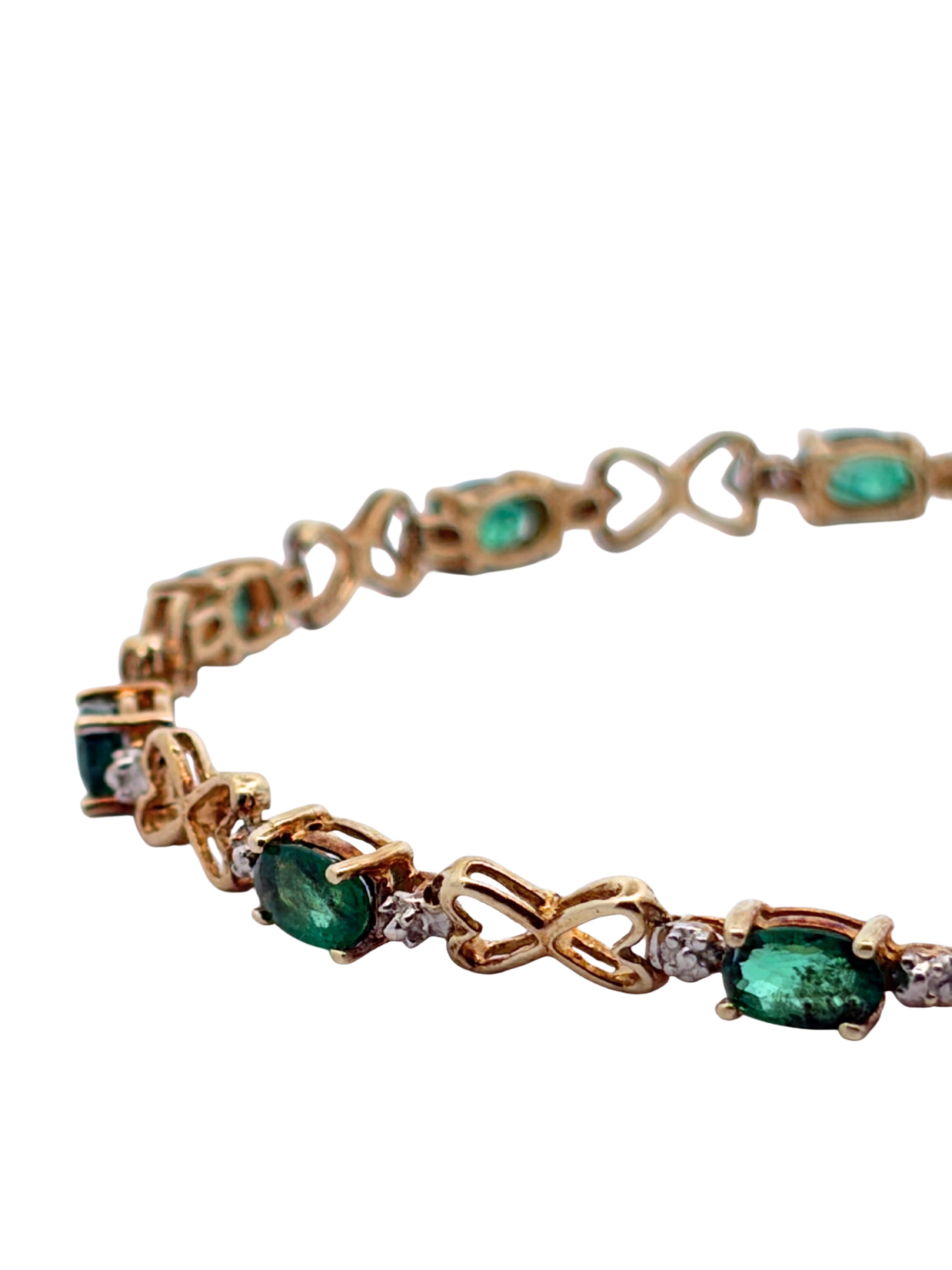 Two Tone Emerald Tennis Bracelet