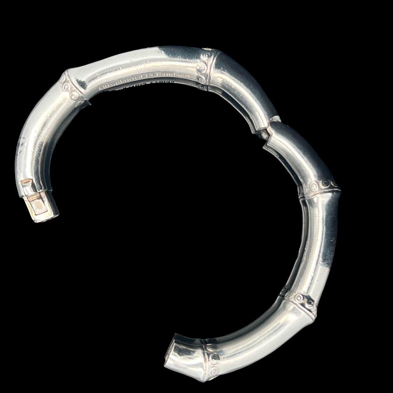 JOHN HARDY Sterling Silver 925 Bamboo Design Hinged Bangle Bracelet