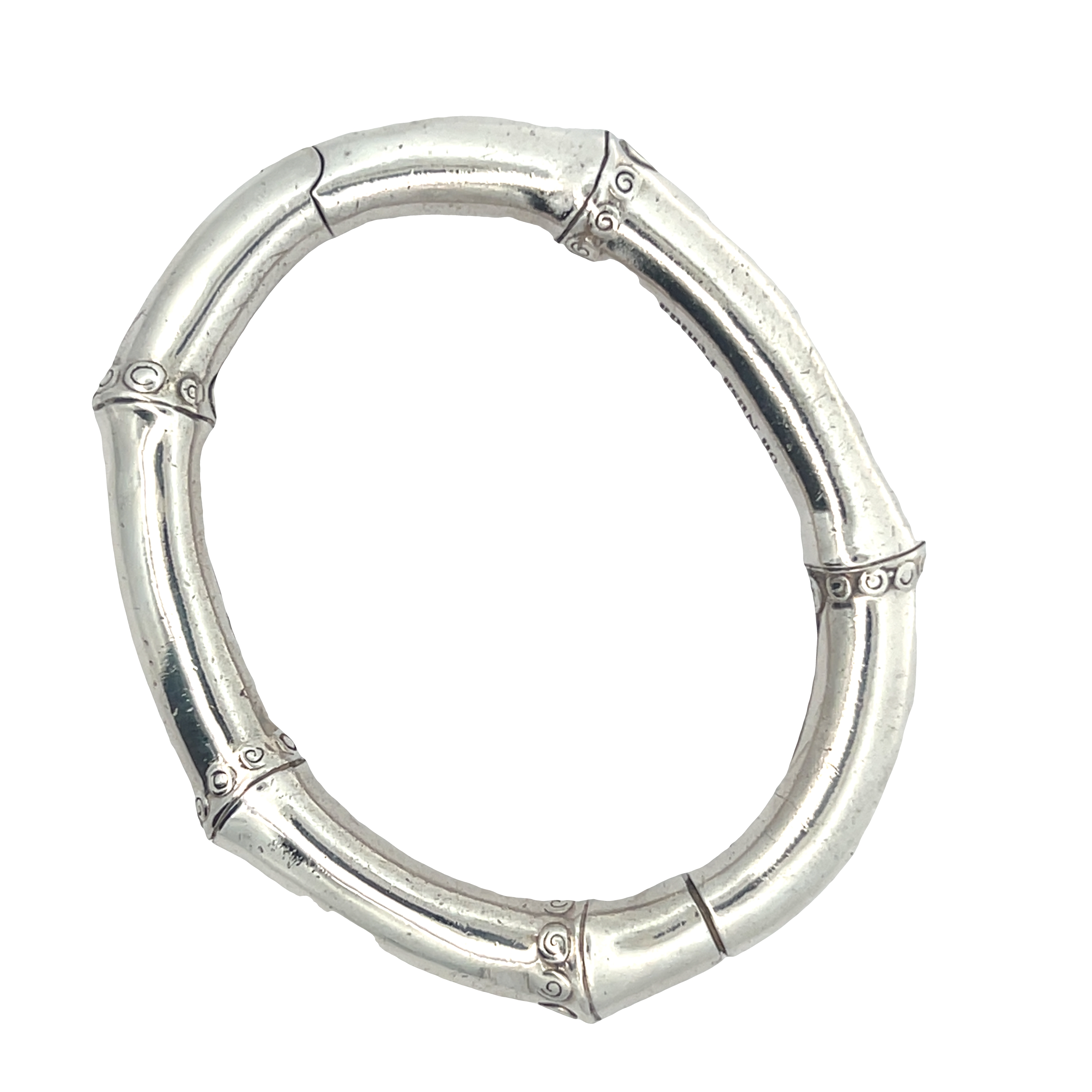 JOHN HARDY Sterling Silver 925 Bamboo Design Hinged Bangle Bracelet